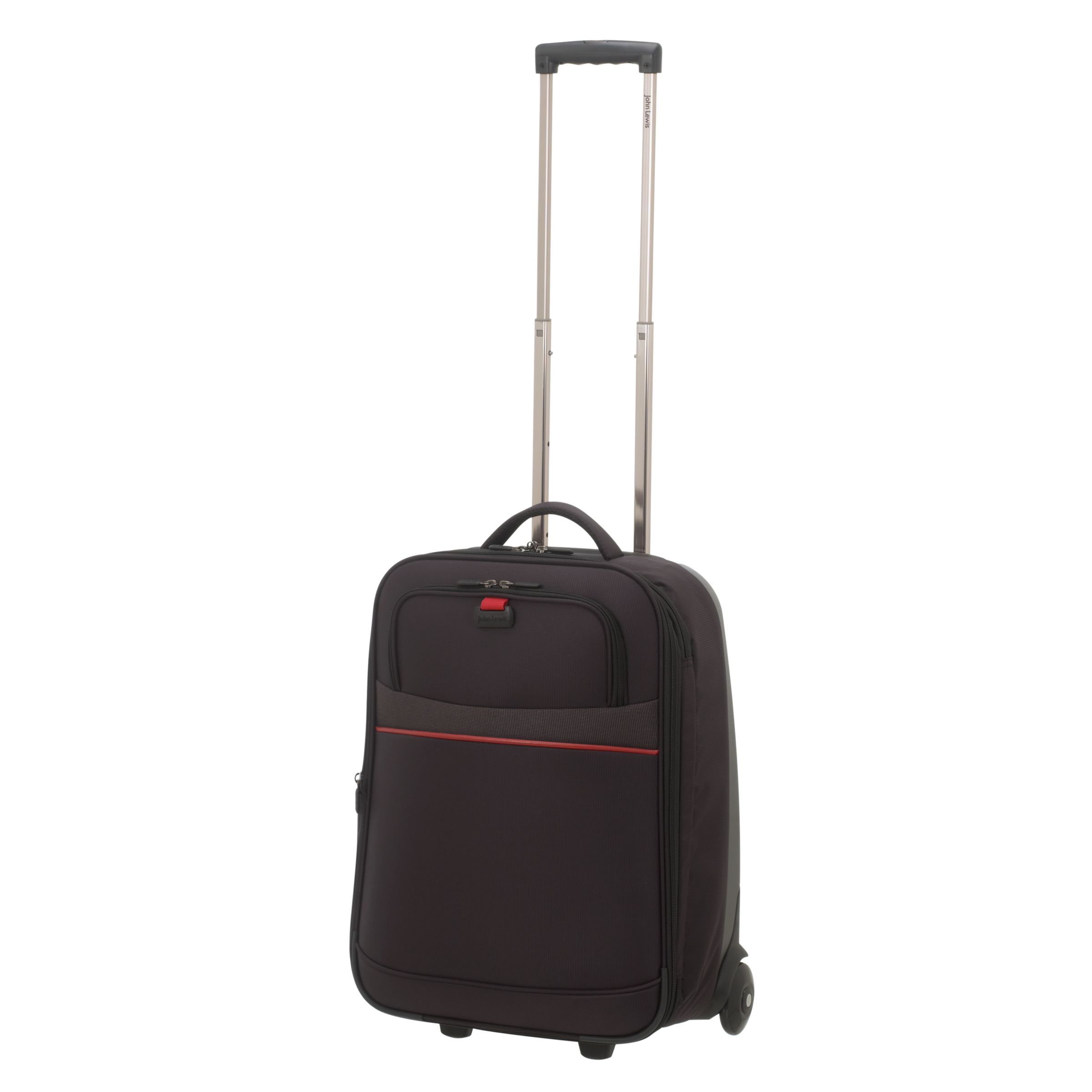 John Lewis Fusion 2-Wheel Suitcase, Black/Red, Cabin