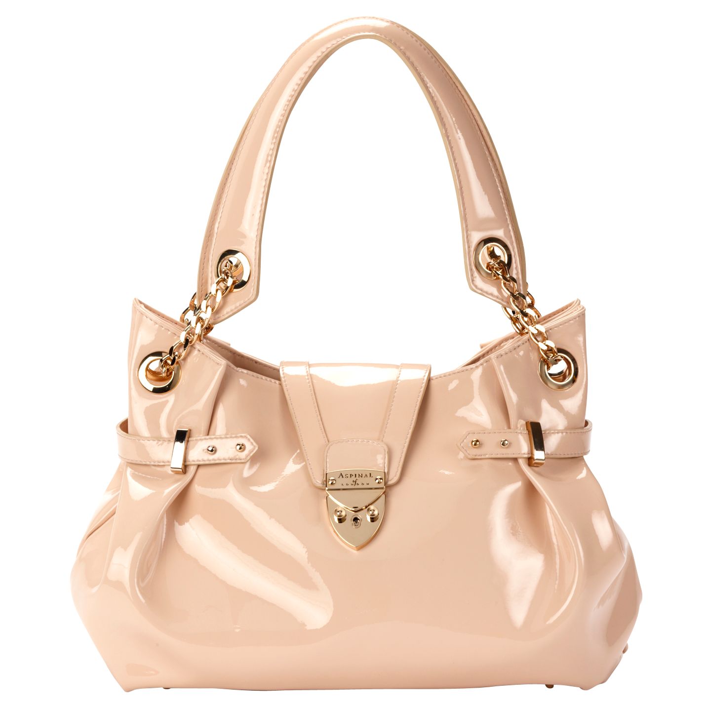 Aspinal Barbarella Patent Leather Handbag, Nude
