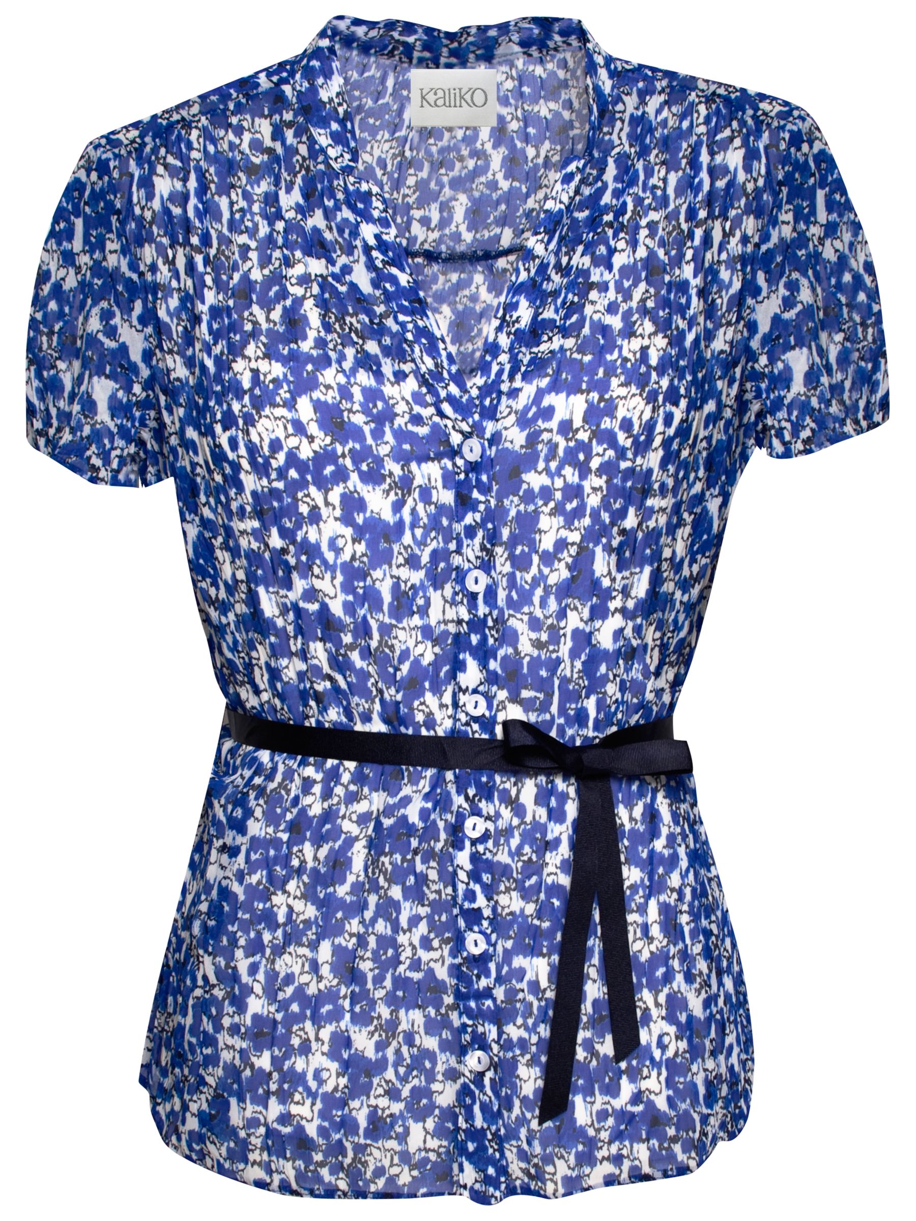 Floral Shirt Sleeve Crinkle Blouse,