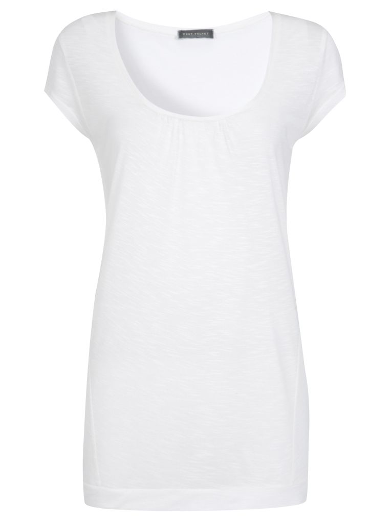 Mint Velvet Cap Sleeve Slub T-Shirt, Ivory