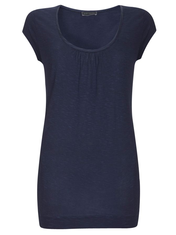 Mint Velvet Cap Sleeve Slub T-Shirt, Indigo