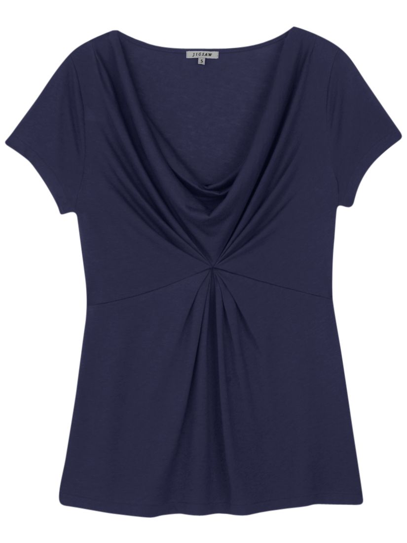 Evelyn Cowl Neck T-Shirt, Blueberry