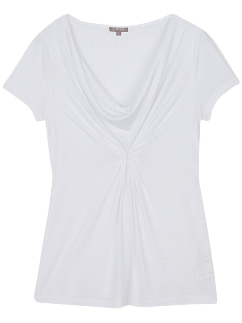 Jigsaw Evelyn Cowl Neck T-Shirt, White
