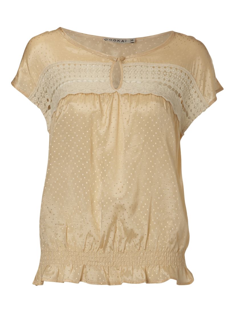 Jaquard Sleeveless Lace Applique Blouse,