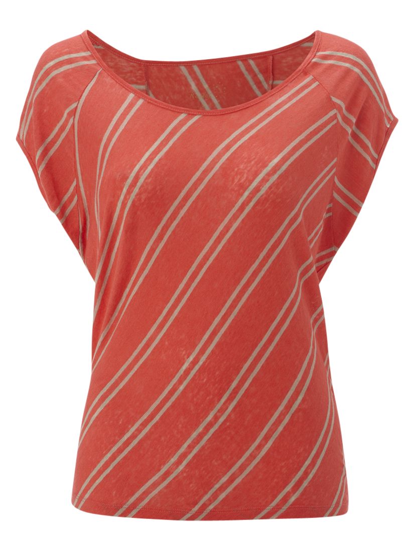 Kookai Diagonal Stripe T-Shirt, Coral/Beige