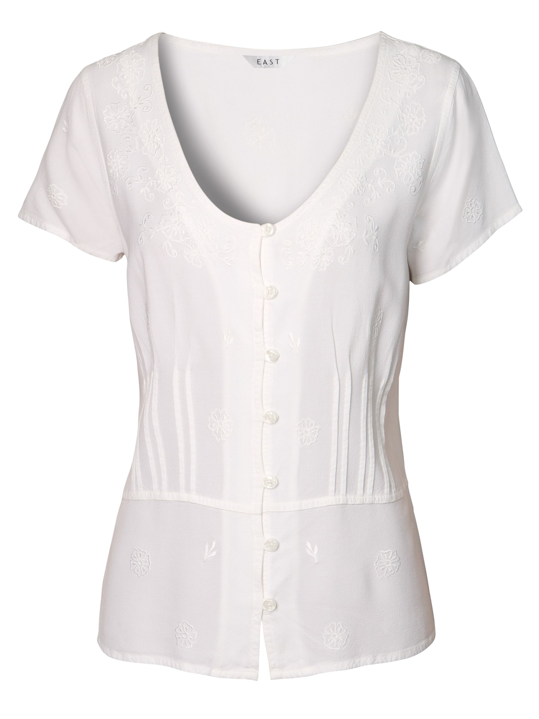 East Vintage Charm Distressed Blouse, White