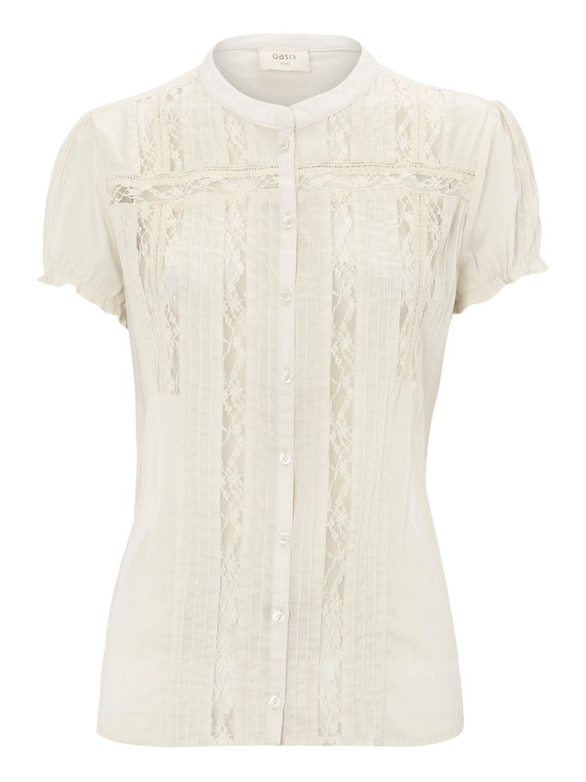 Oasis Crochet Trim Blouse, Cream