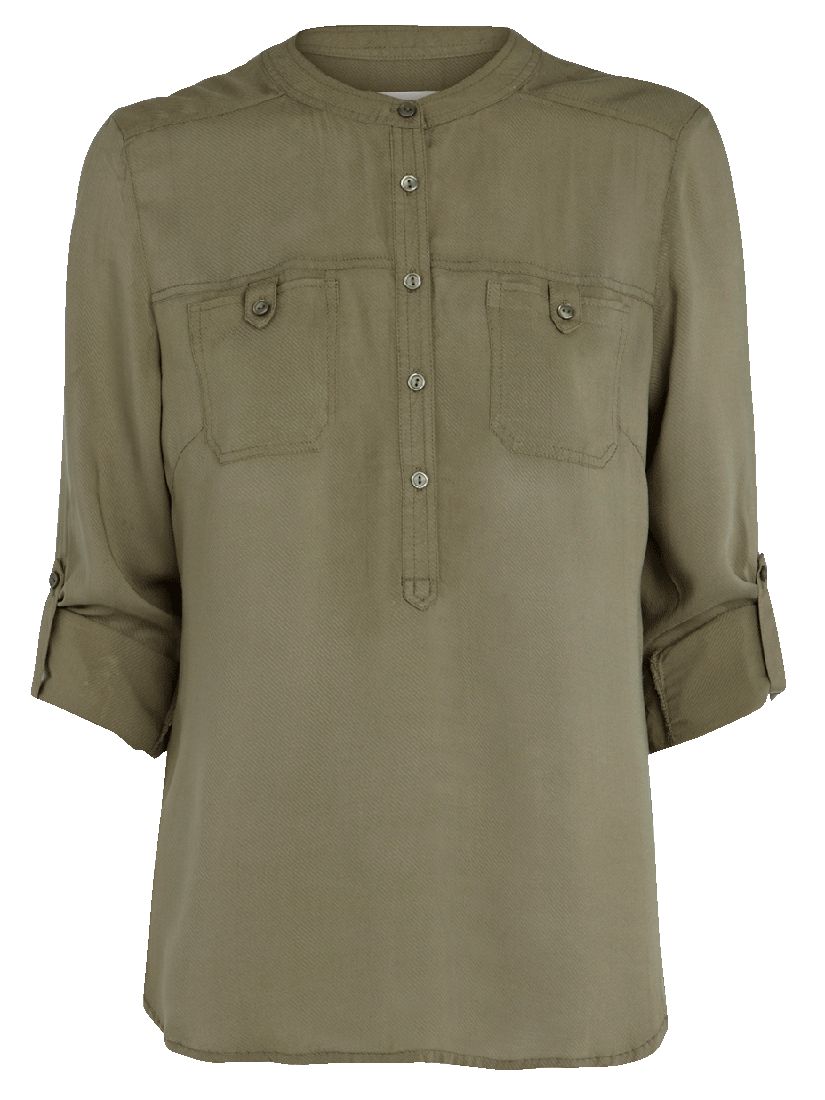 Oasis Viscose Twill Blouse, Khaki