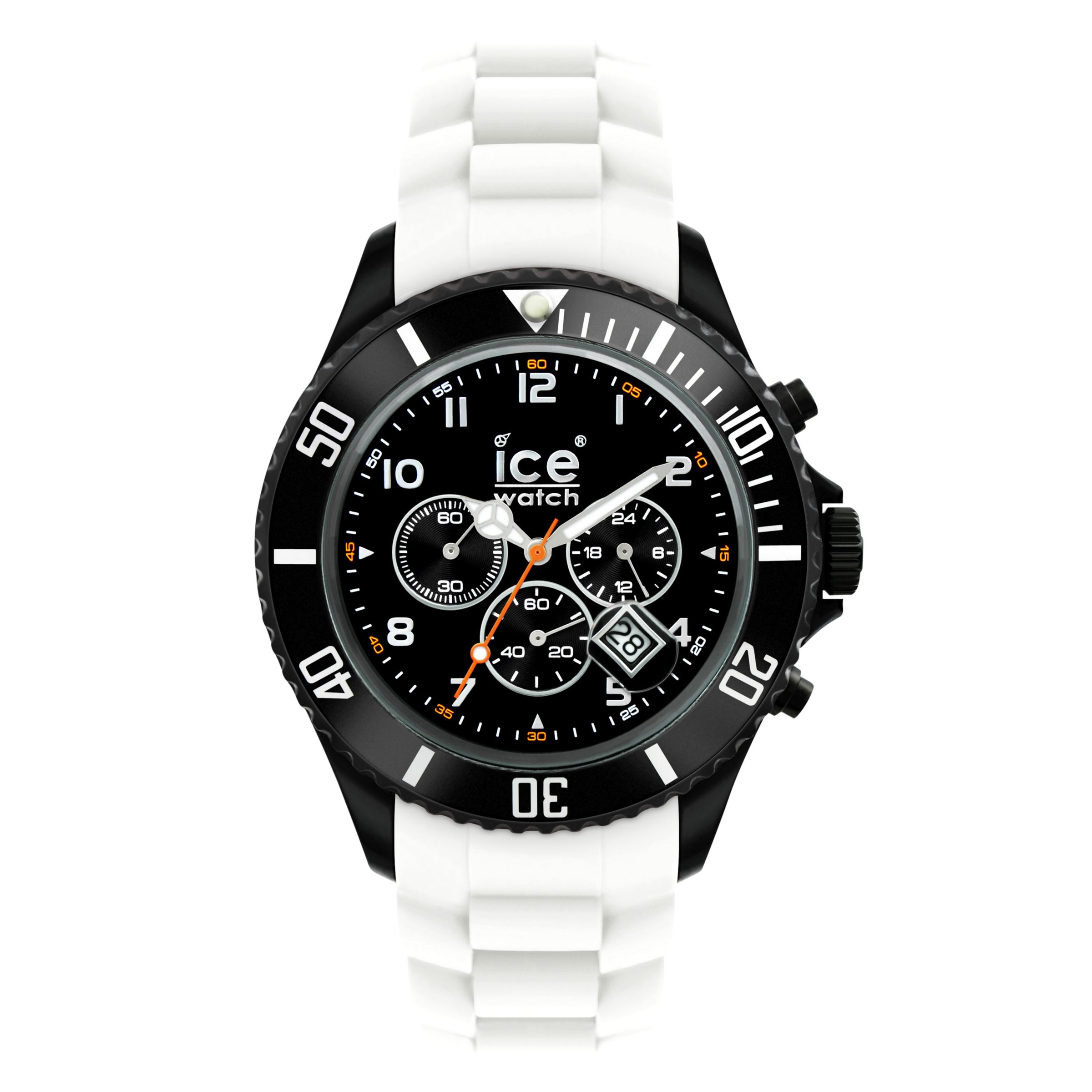 Ice-Watch CH.BR.B.S.10 Unisex Chronograph Round Black Dial White Silicone Strap Watch