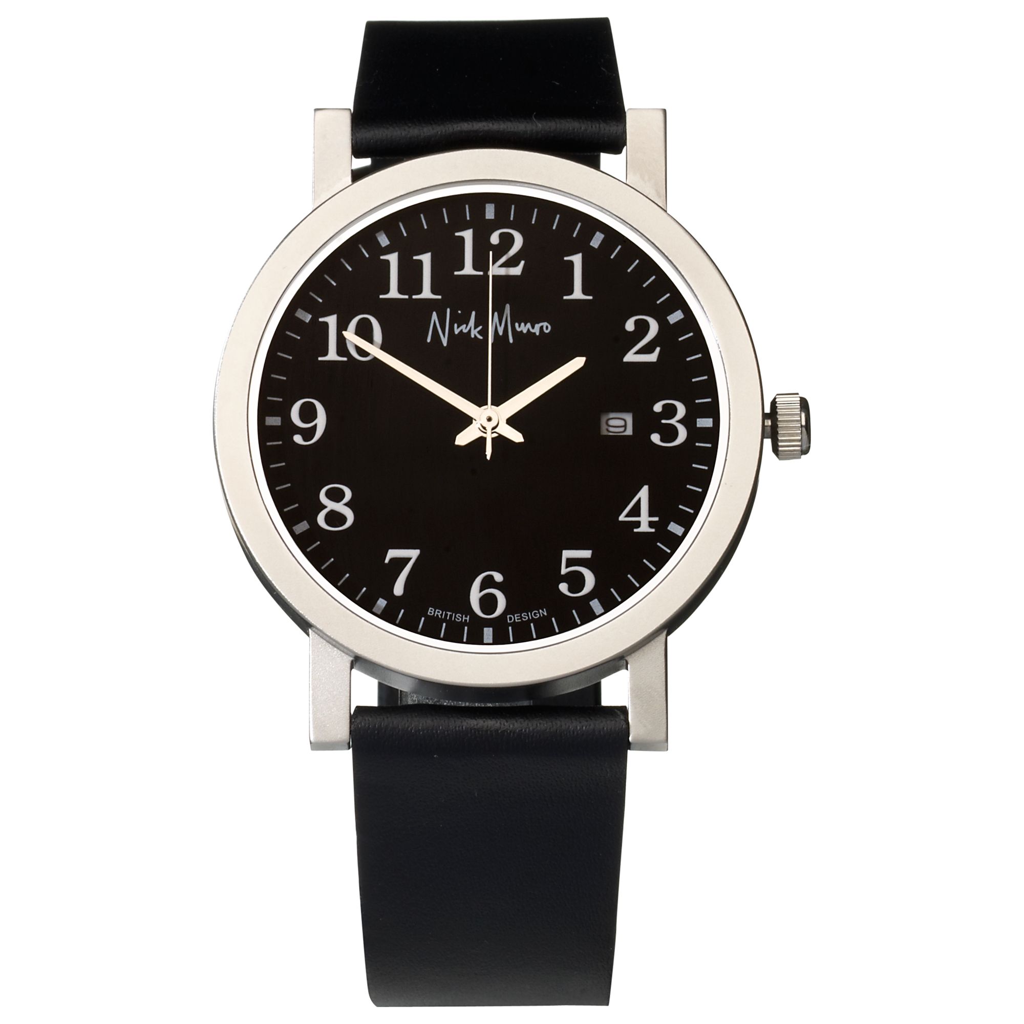 Nick Munro NM00130 Unisex Black Round Dial Black Strap Watch, Black