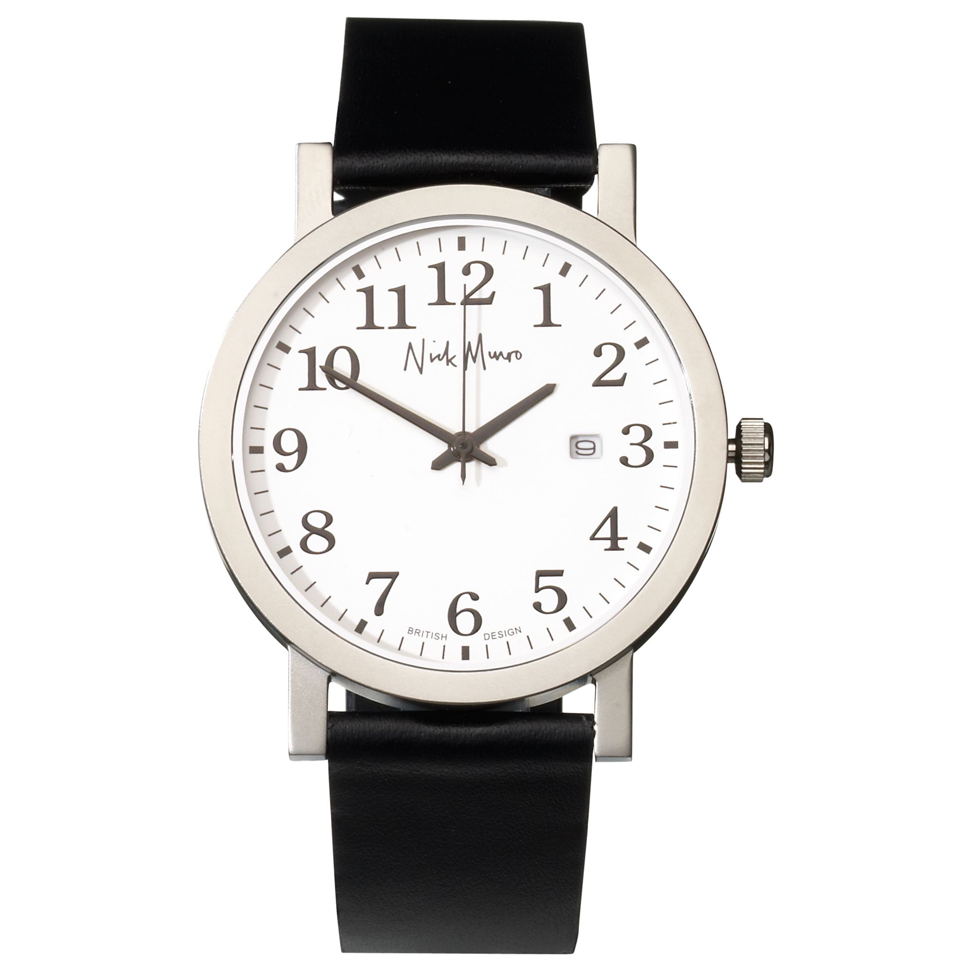 Nick Munro NM00130 Unisex Black Round Dial Black Strap Watch, White