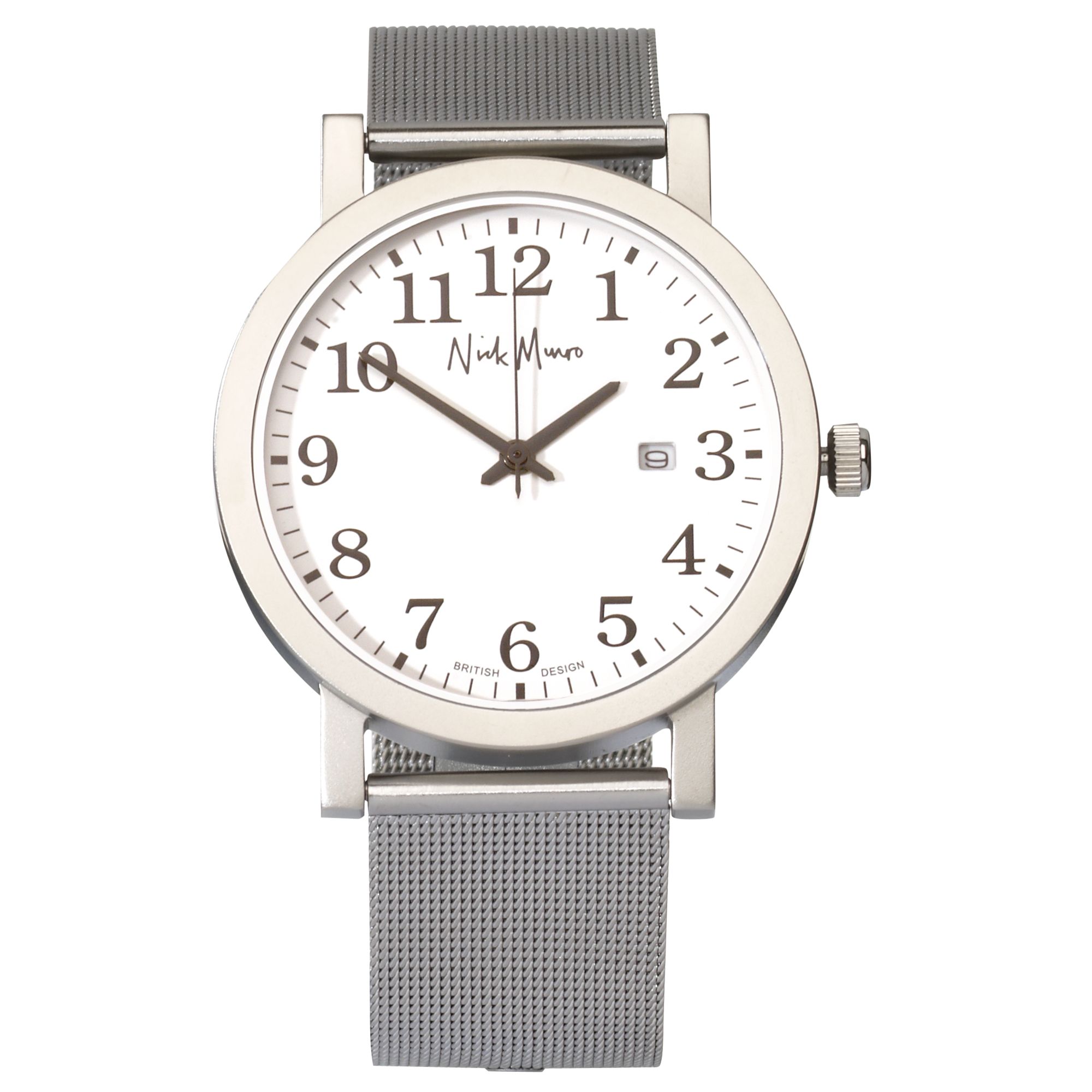 Nick Munro NM00152 Unisex Blue Round Dial Silver Bracelet Watch, White