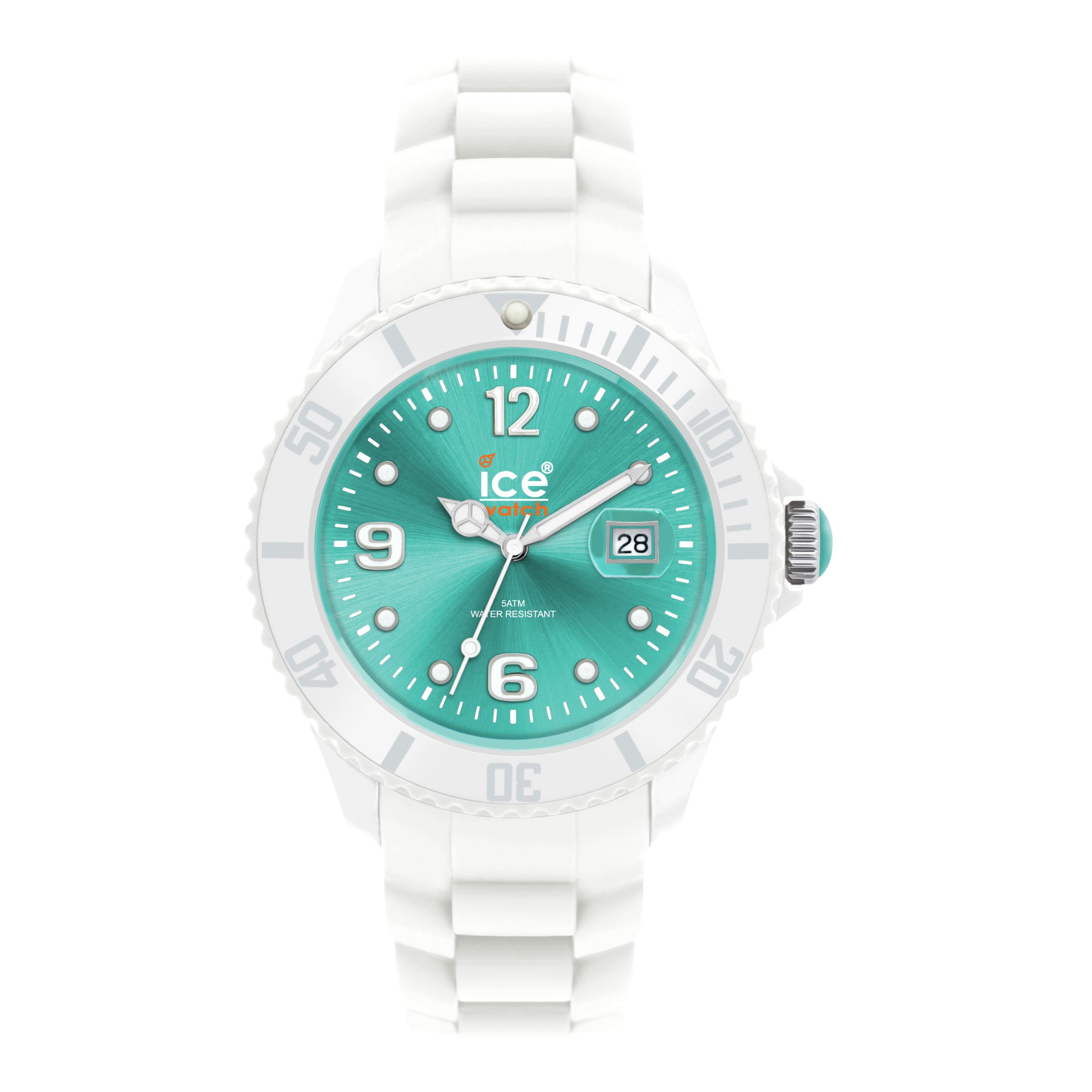 Ice-Watch SI-WT-S-S Unisex Round Turquoise Dial White Silicone Bracelet Watch