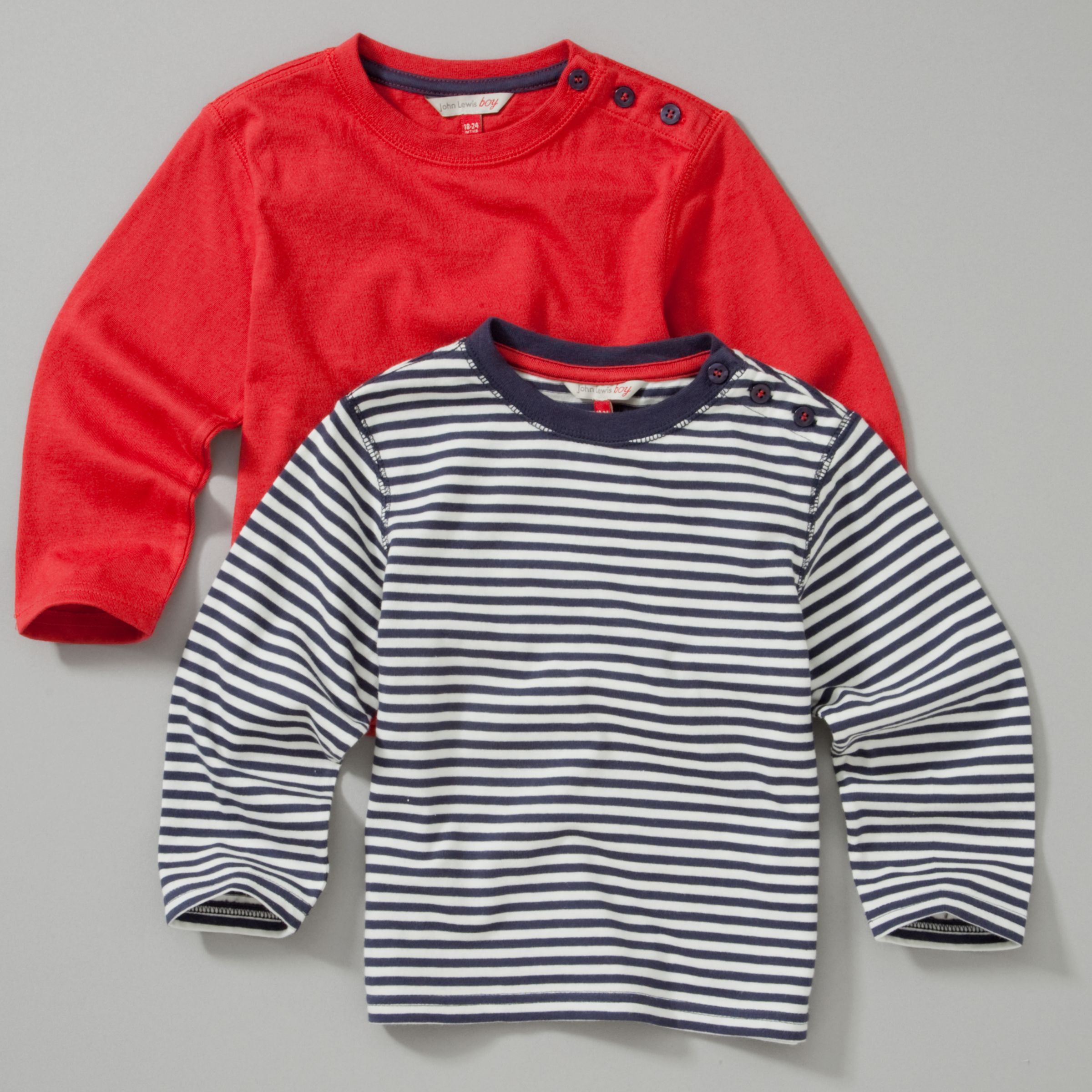 John Lewis Boy Solid/Stripe Long Sleeve T-Shirt,