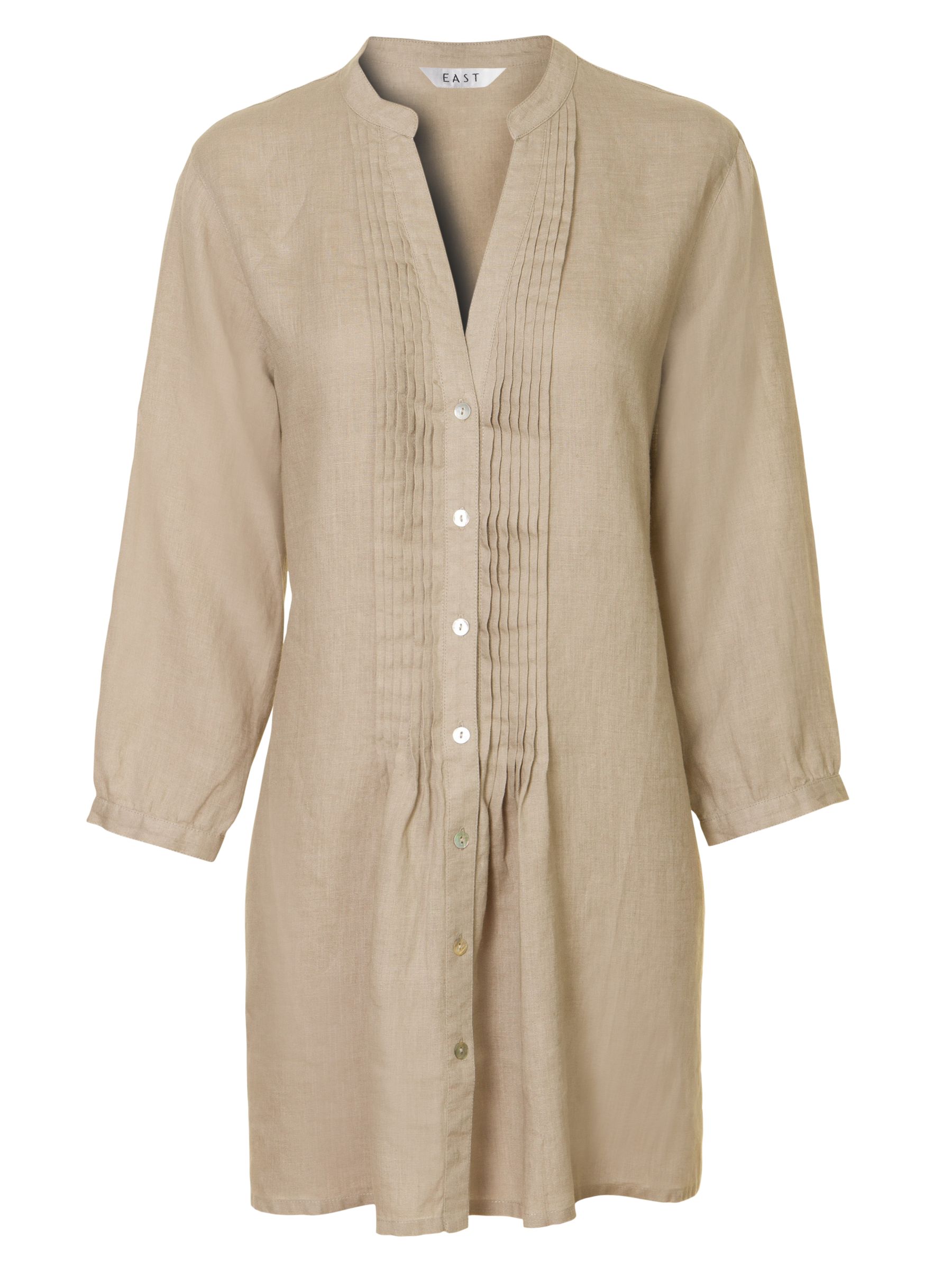 East Piazza Roma Linen Long Blouse, Sandstone