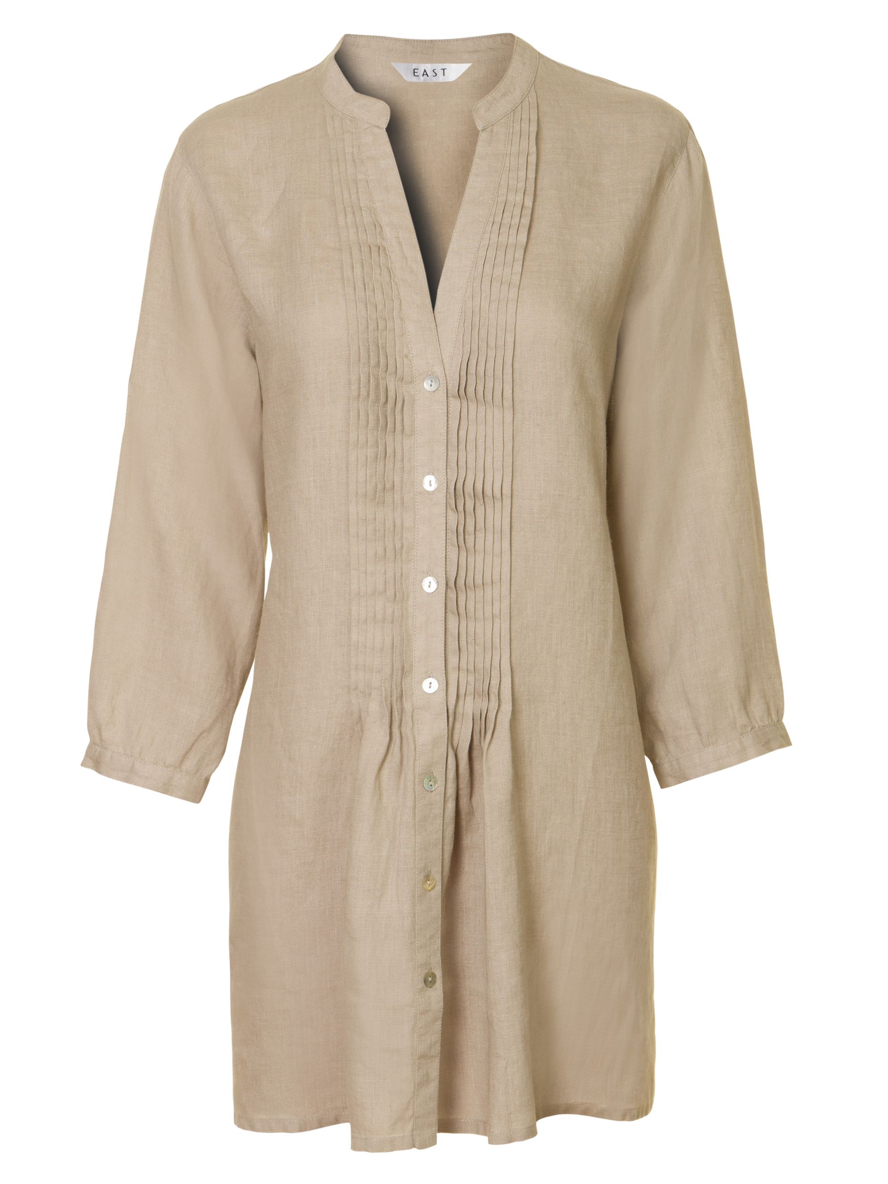 Piazza Roma Linen Long Blouse, Sandstone