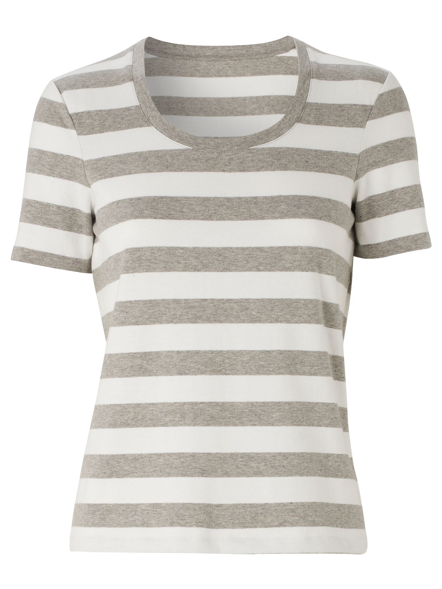Hobbs Cherre Stripe T-Shirt, Grey Marl White