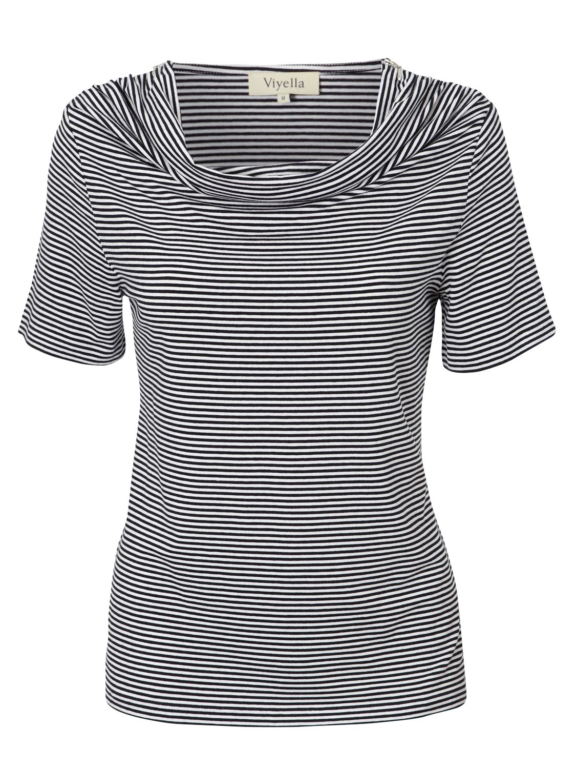 Viyella Zip Shoulder Stripe T-Shirt, Navy