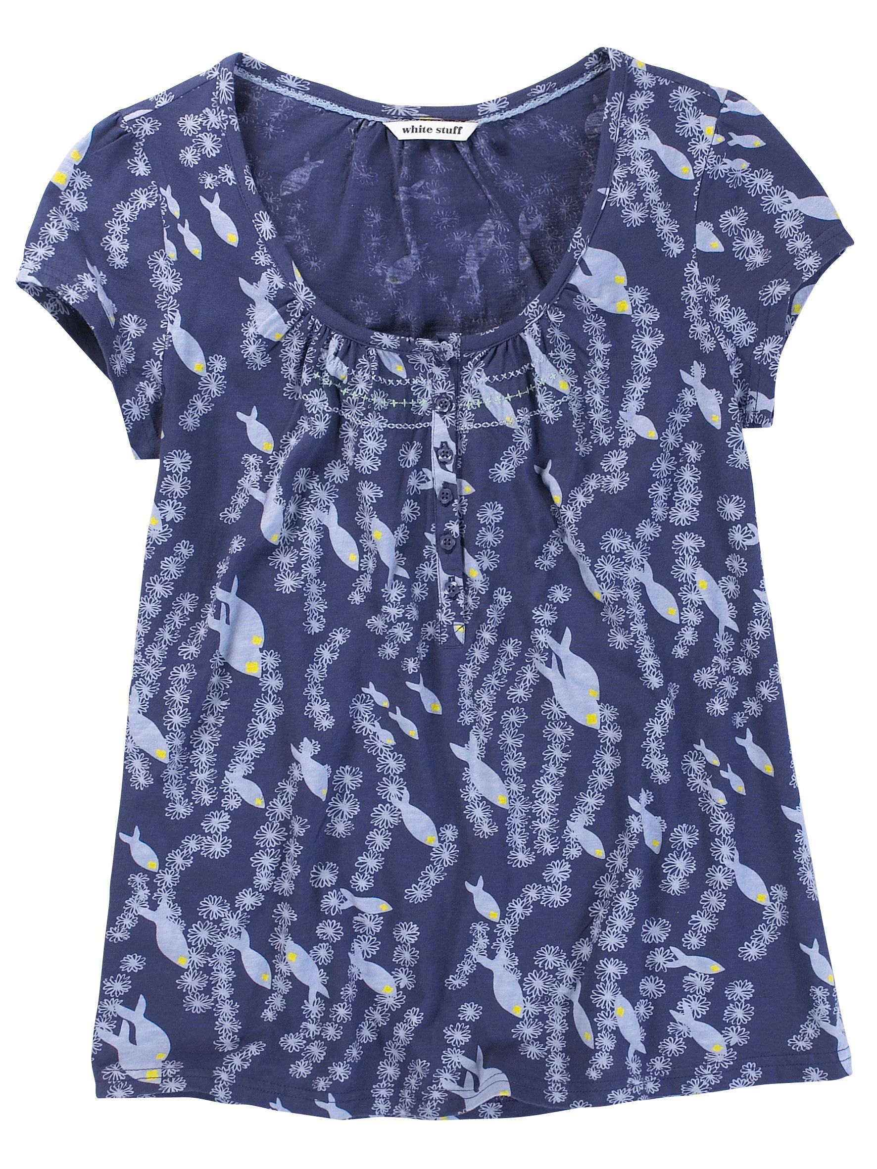 Shaking It Fish Print T-Shirt, Blue