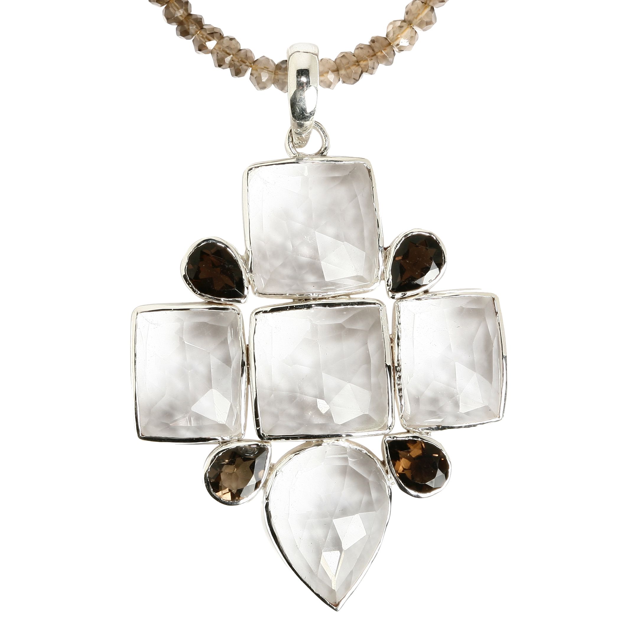 Emma Chapman Babylon Rose Smokey Topaz Cross Necklace
