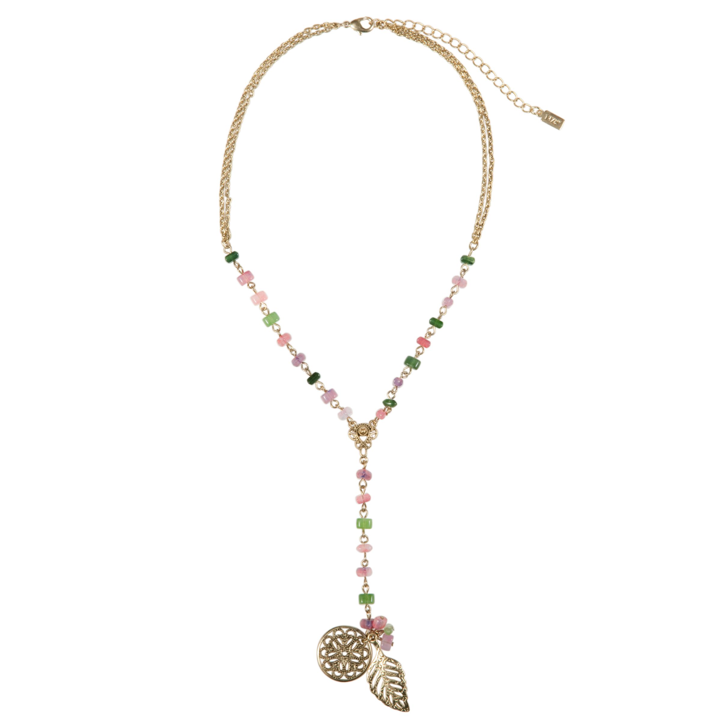 1928 New York Natures Own Leaf and Beads Y Style Necklace