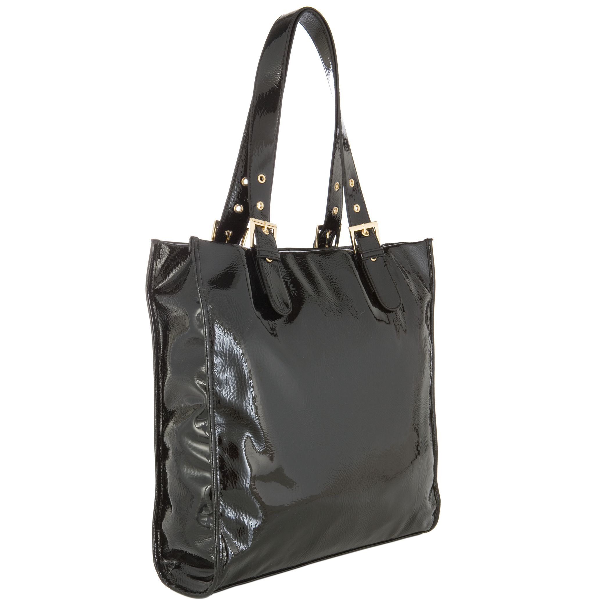 John Lewis Patent Buckle Tote Handbag, Black