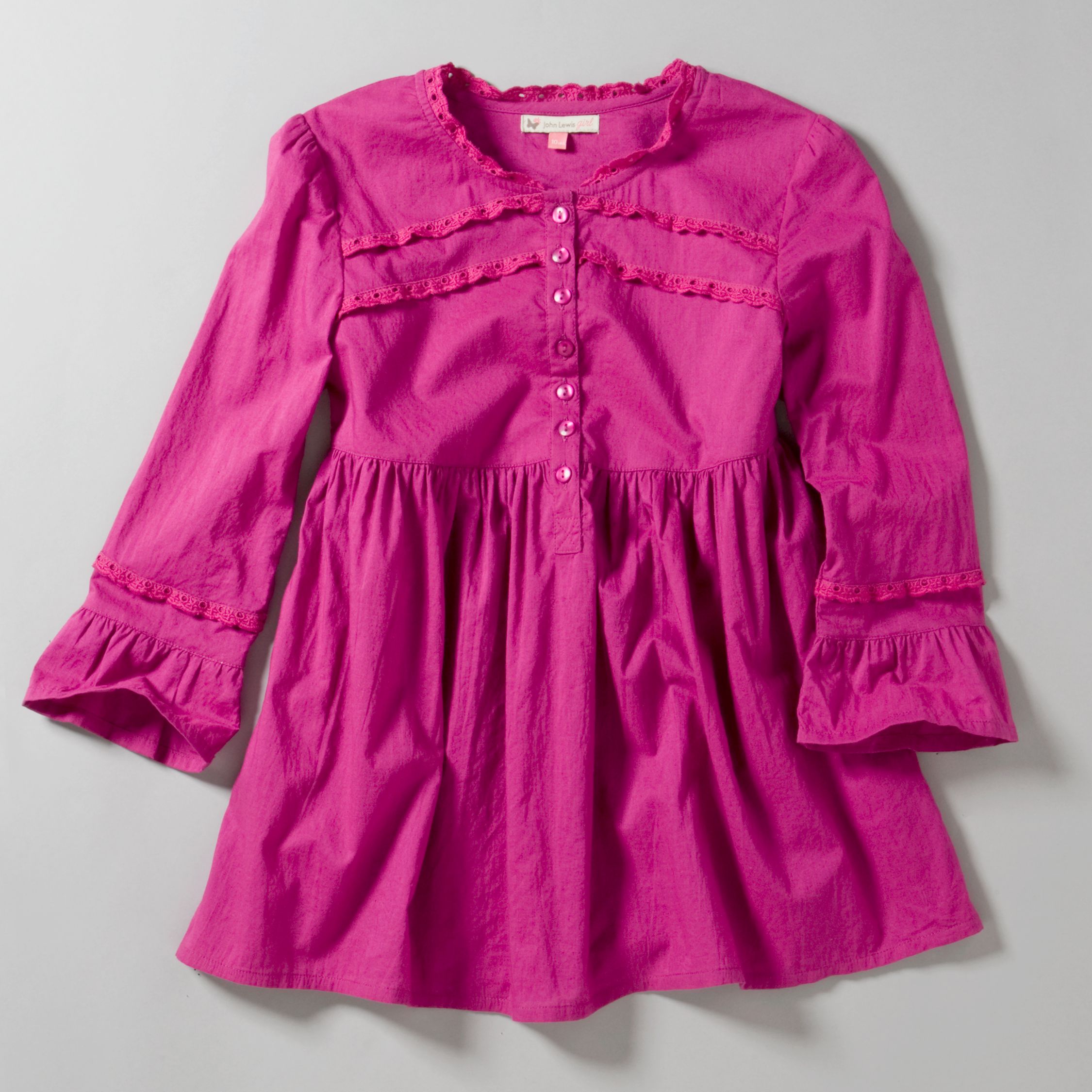 John Lewis Girl Tiered Blouse, Framboise