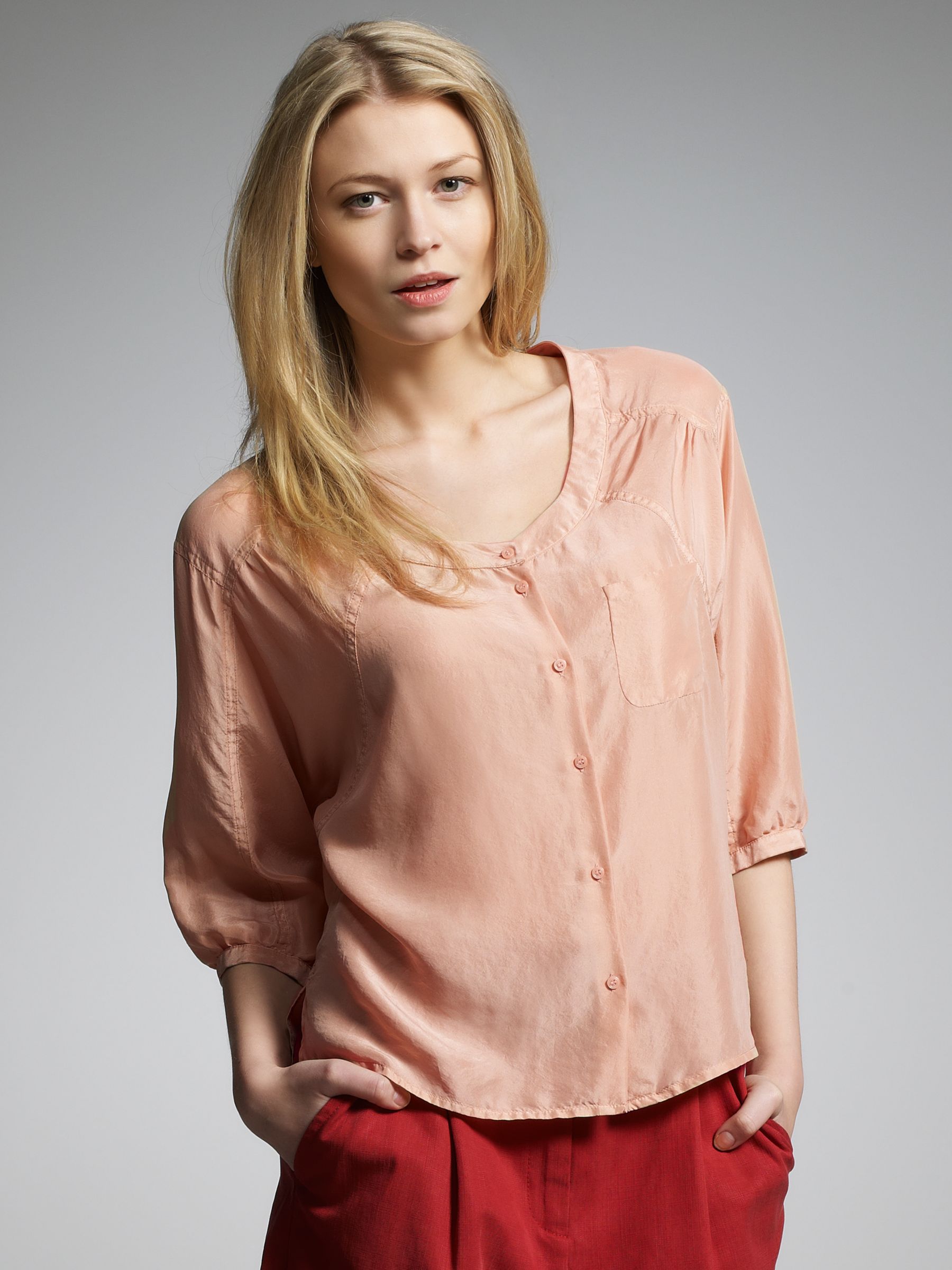 Clare Raglan Silk Blouse, Pink