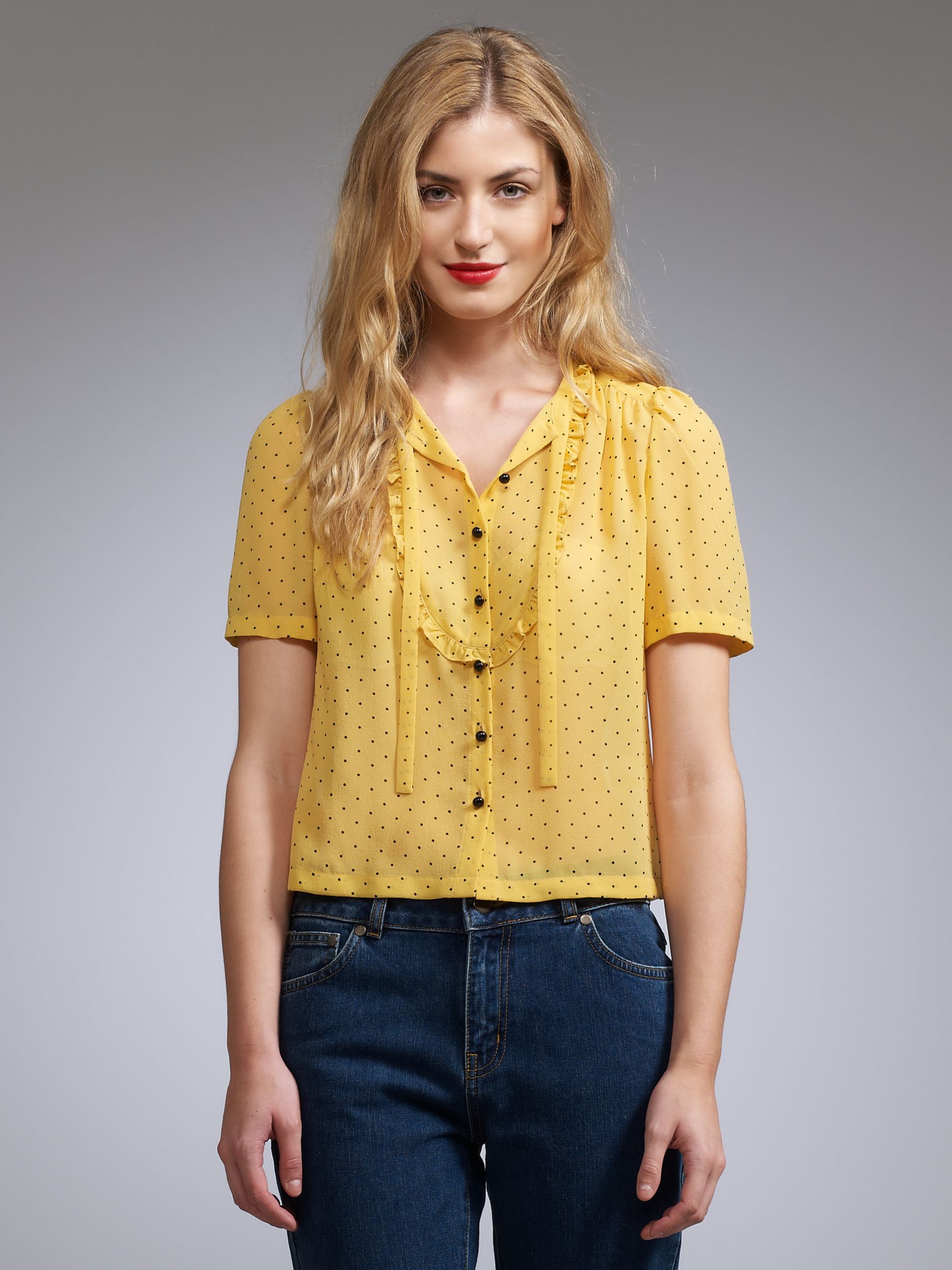 Whistles Sally Bright Spot Blouse, Yellow