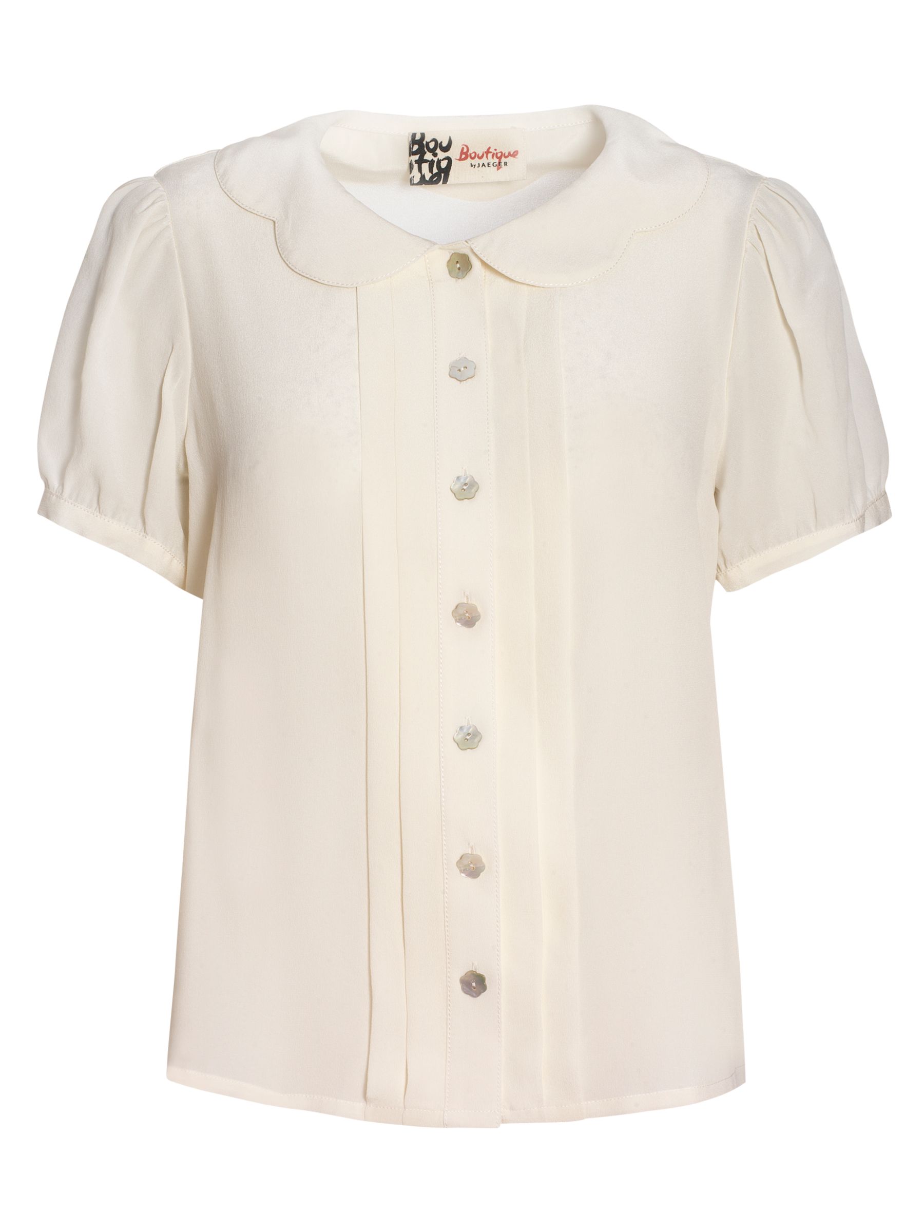 Scalloped Collar Silk Blouse,