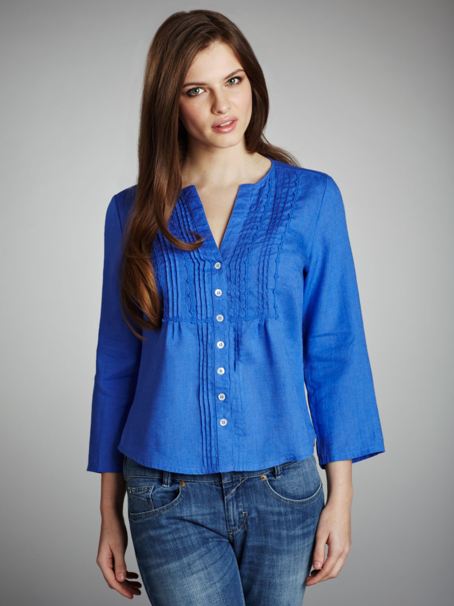 Crochet Trim Blouse, Chambray