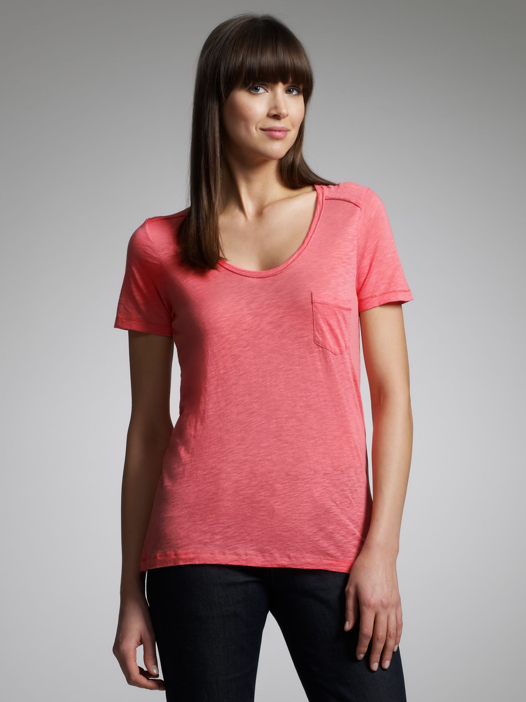 Freida Patch Pocket Cotton T-Shirt, Pink