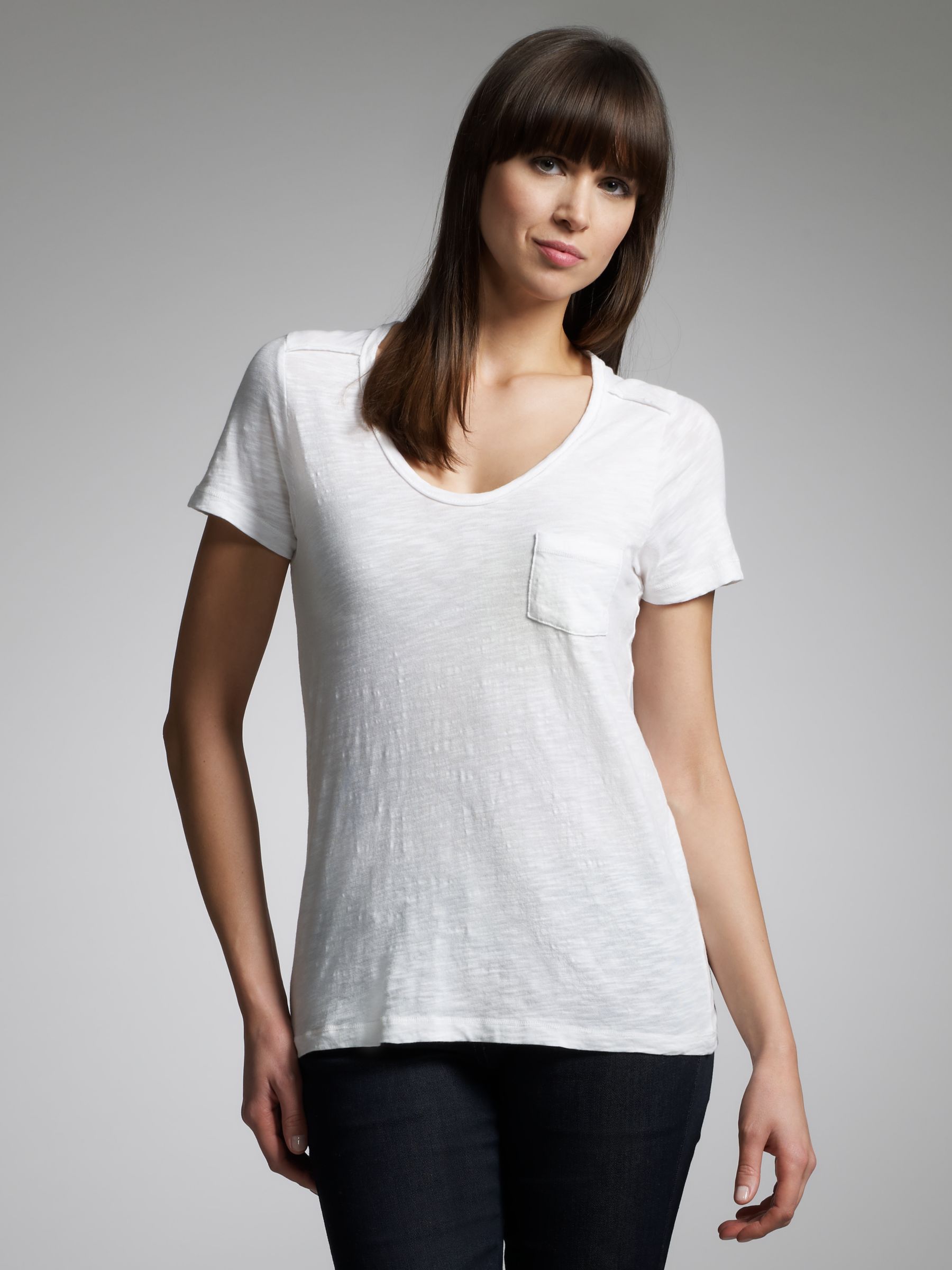 Freida Patch Pocket Cotton T-Shirt, White