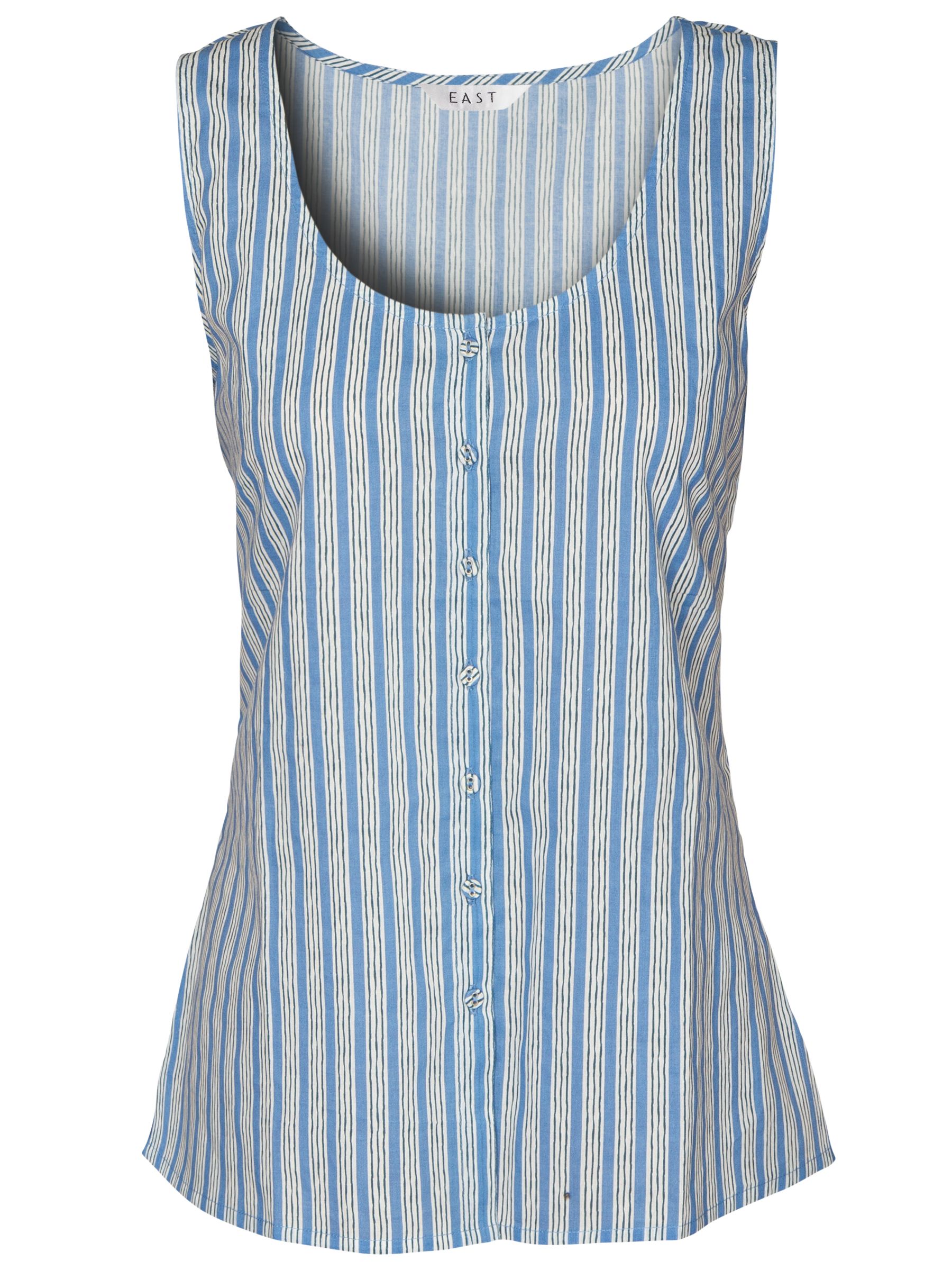 East Stripe Print Pintuck Blouse, Blue