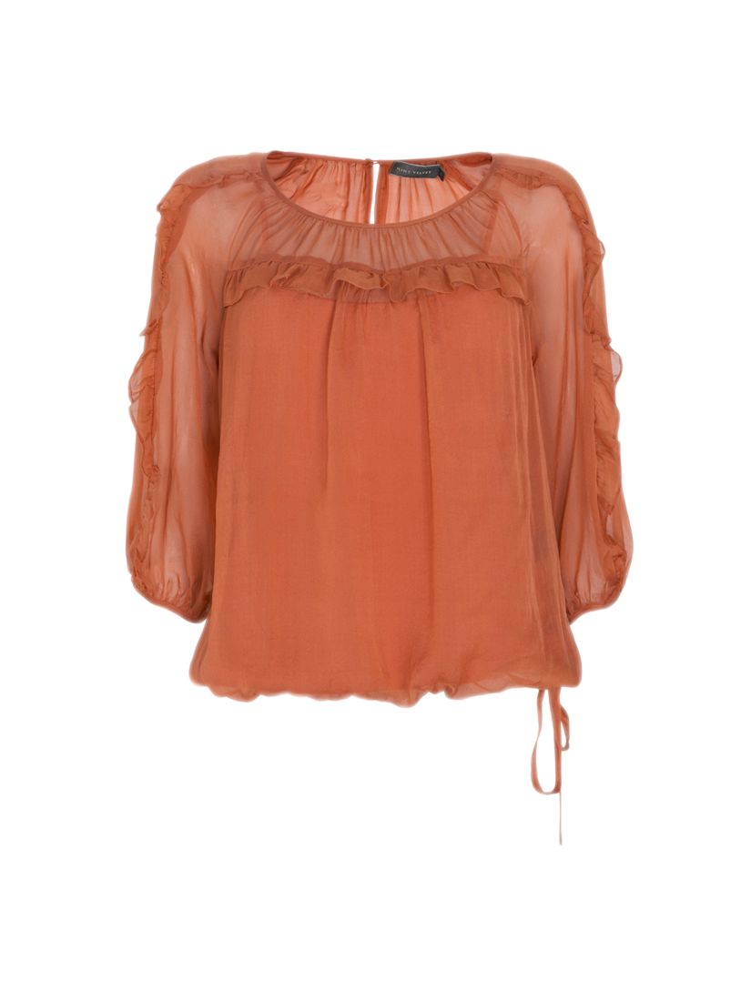 Mint Velvet Amber Ruffle Blouse, Orange