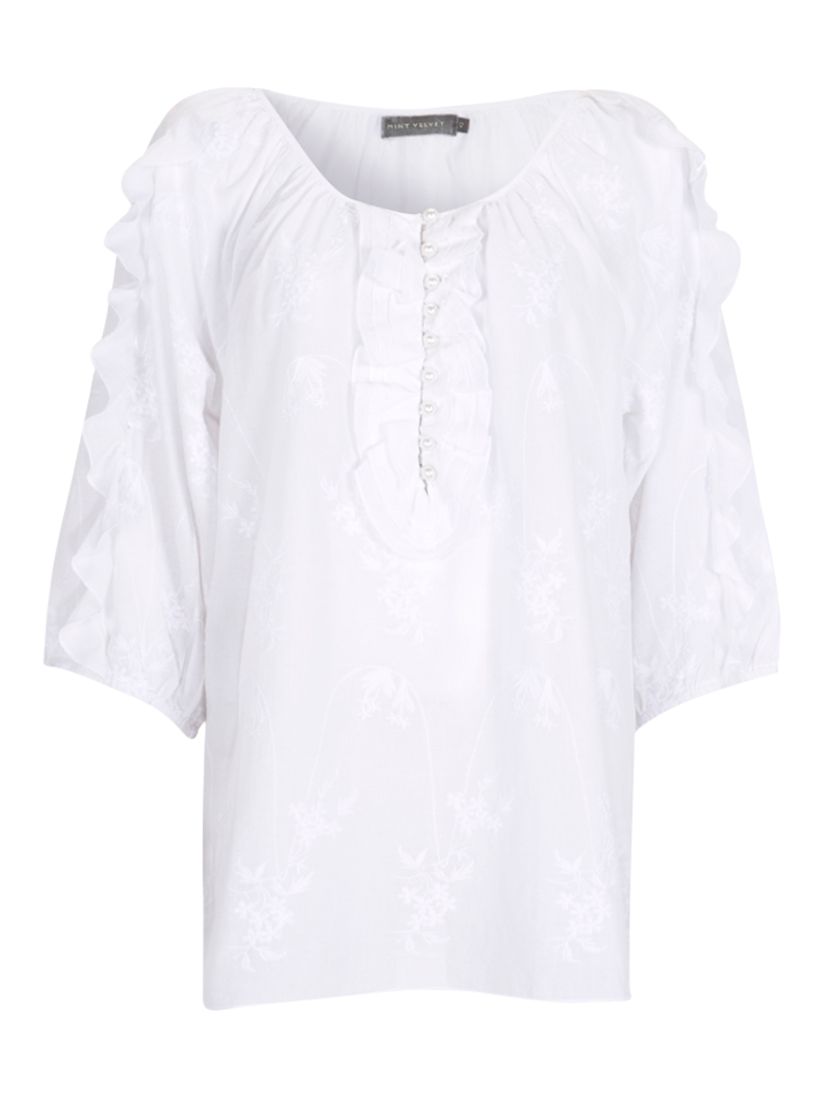 Mint Velvet Embellished Blouse, Ivory