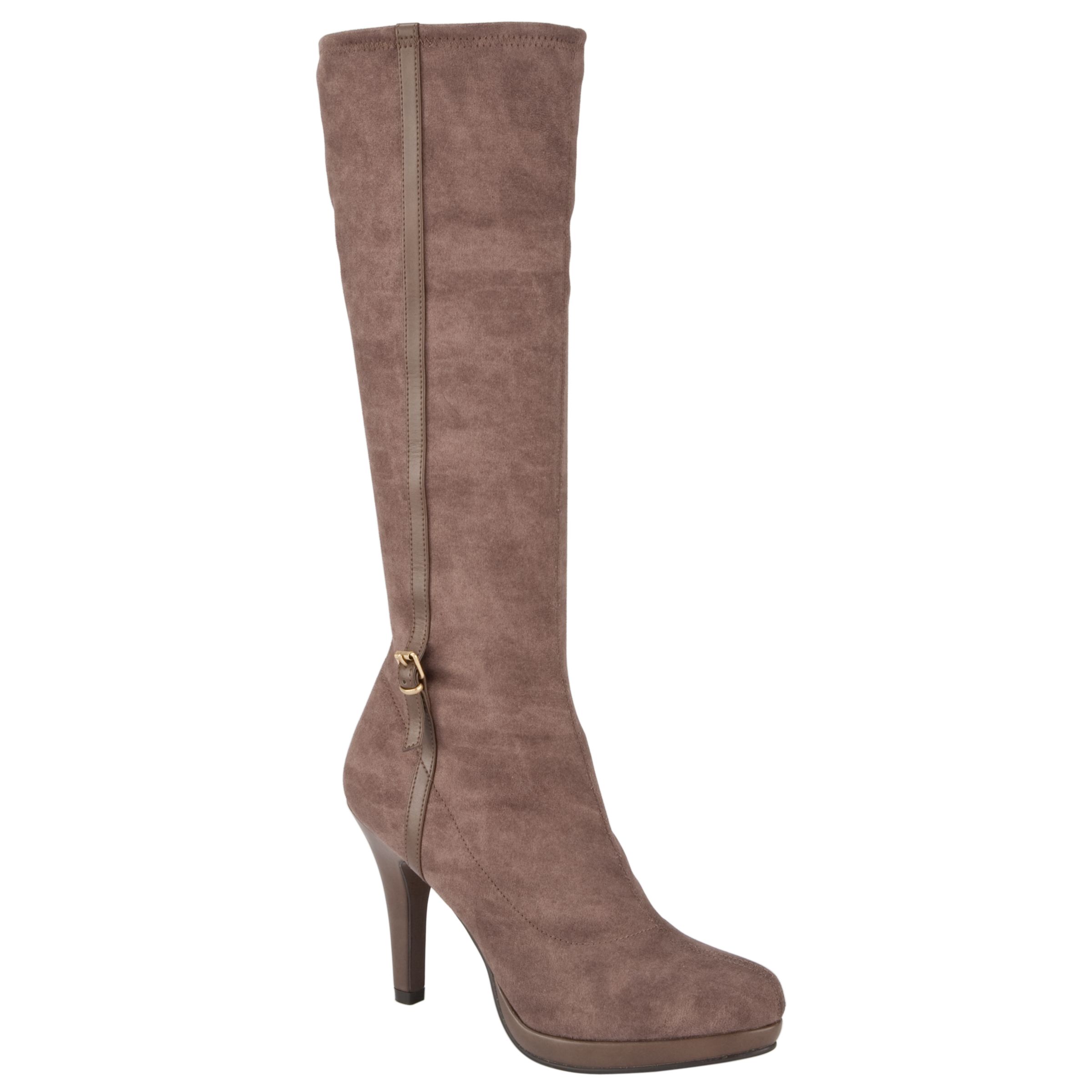 John Lewis Women Honey Stretch Platform Knee Boots, Taupe
