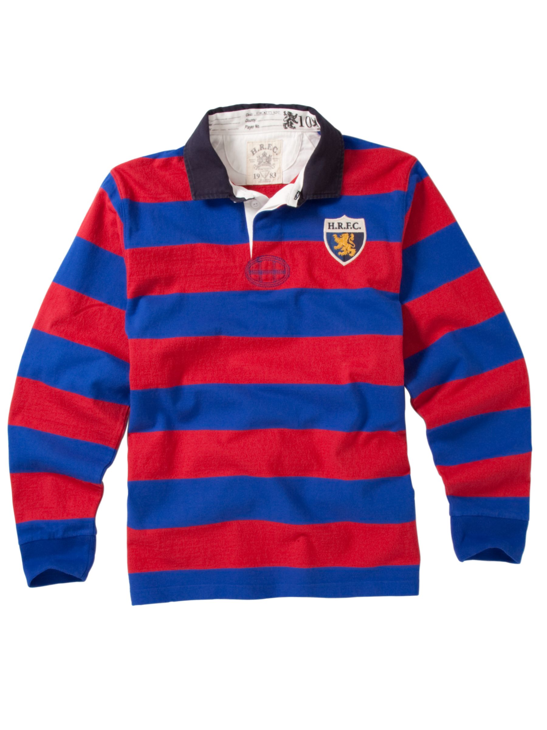 Hackett London Vintage Patch Rugby Shirt, Blue/red