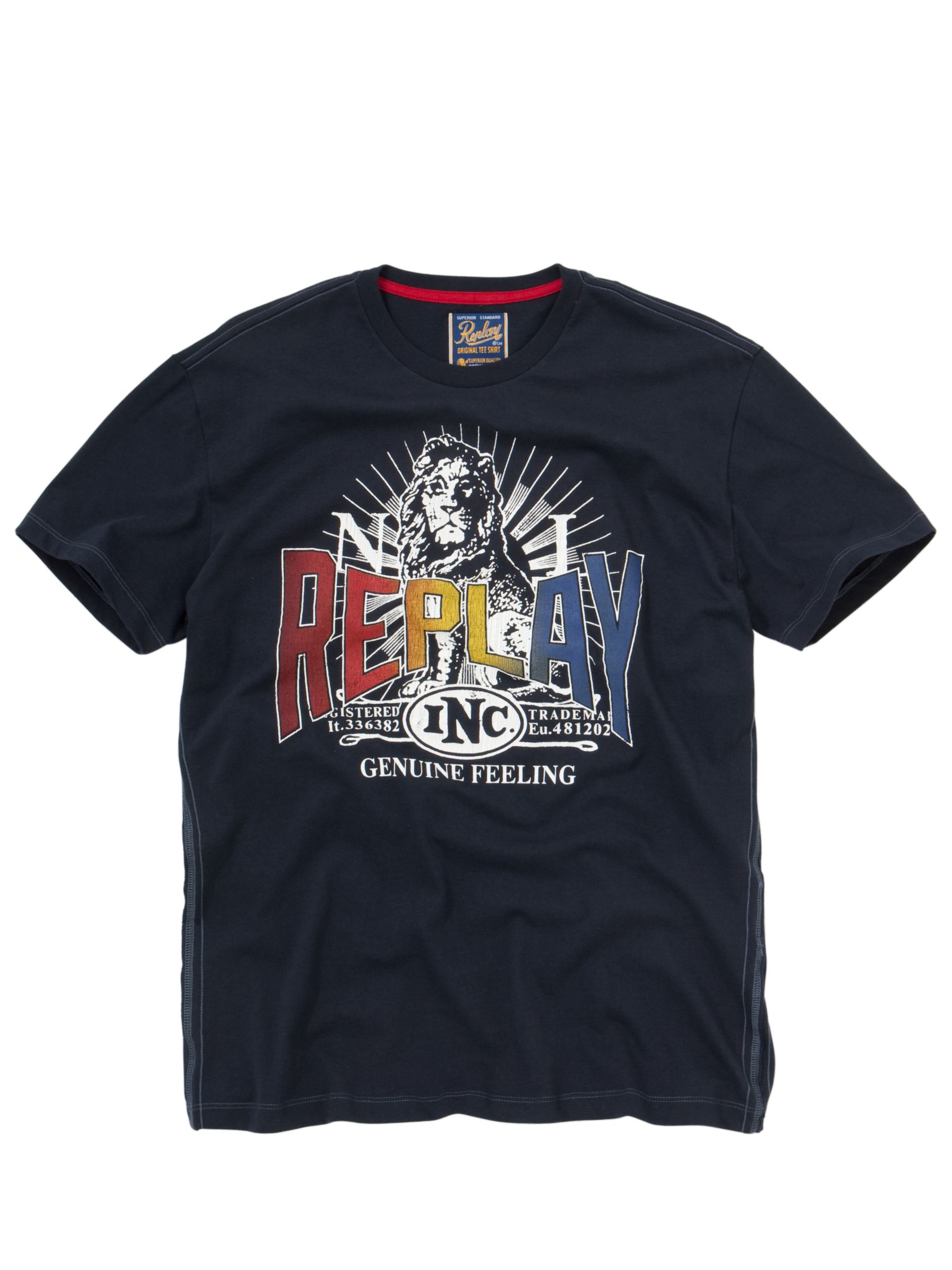 Replay Logo Print T-Shirt, Navy