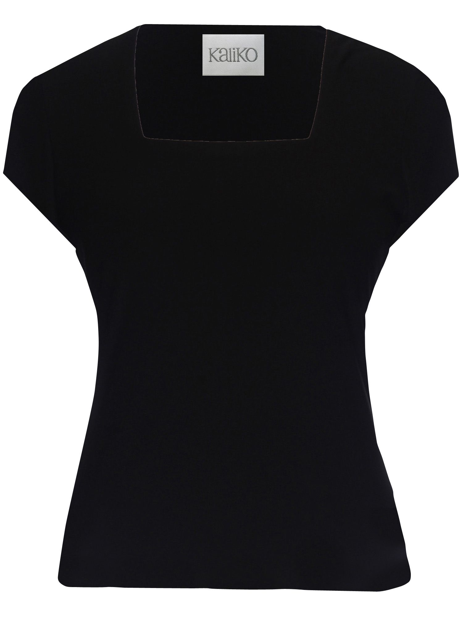 Kaliko Short Sleeve Square Neck T-Shirt, Black