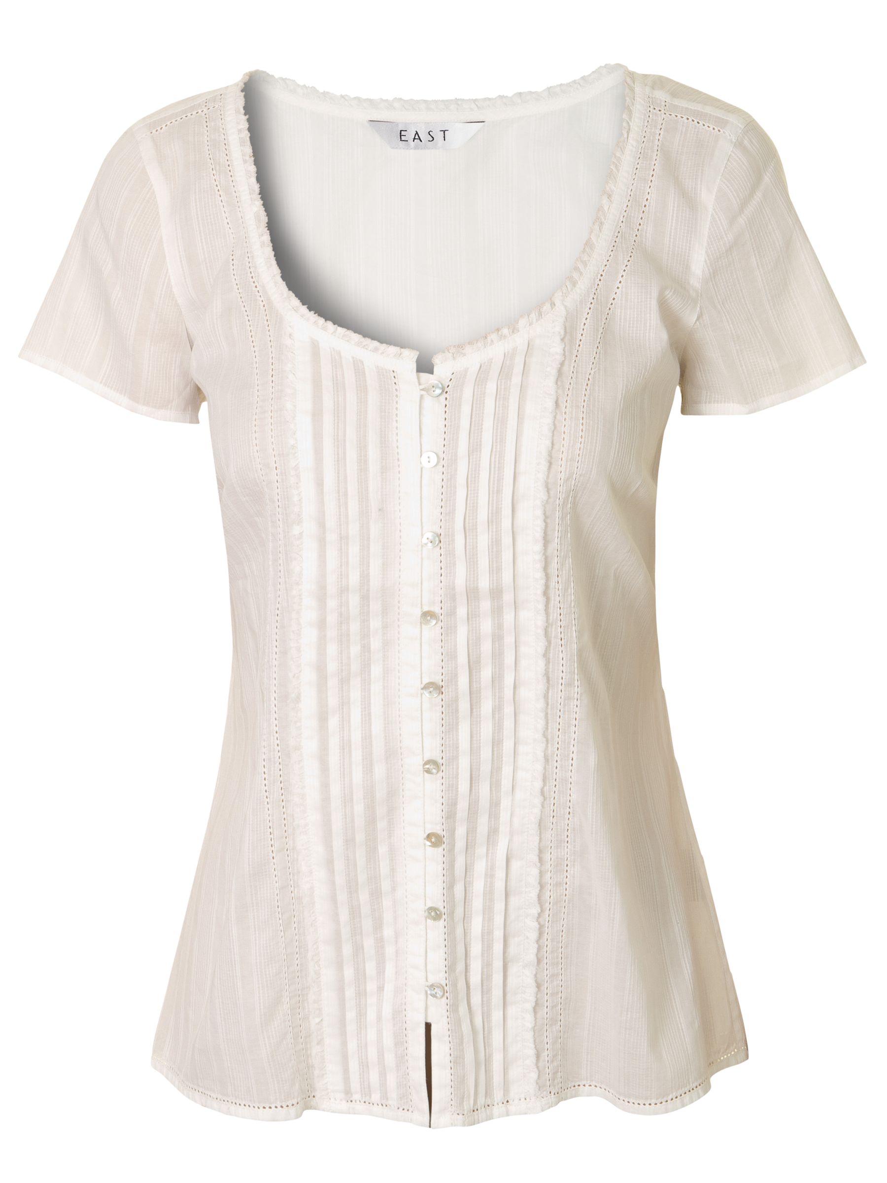 Stripe Voile Pintuck Blouse, White