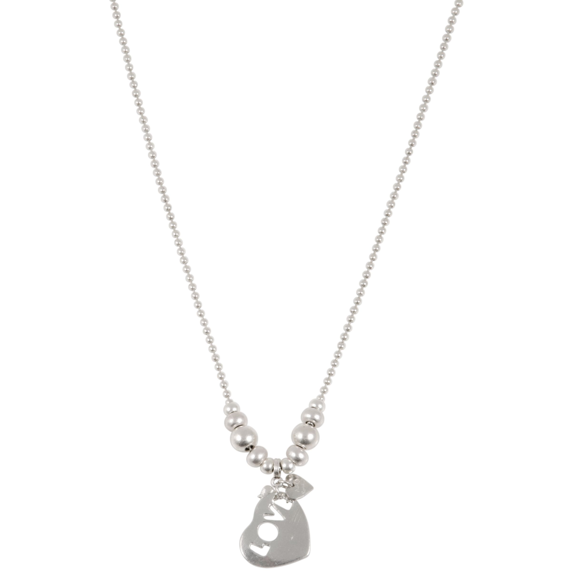 Adele Marie Silver Balls and Love Heart Charm Necklace