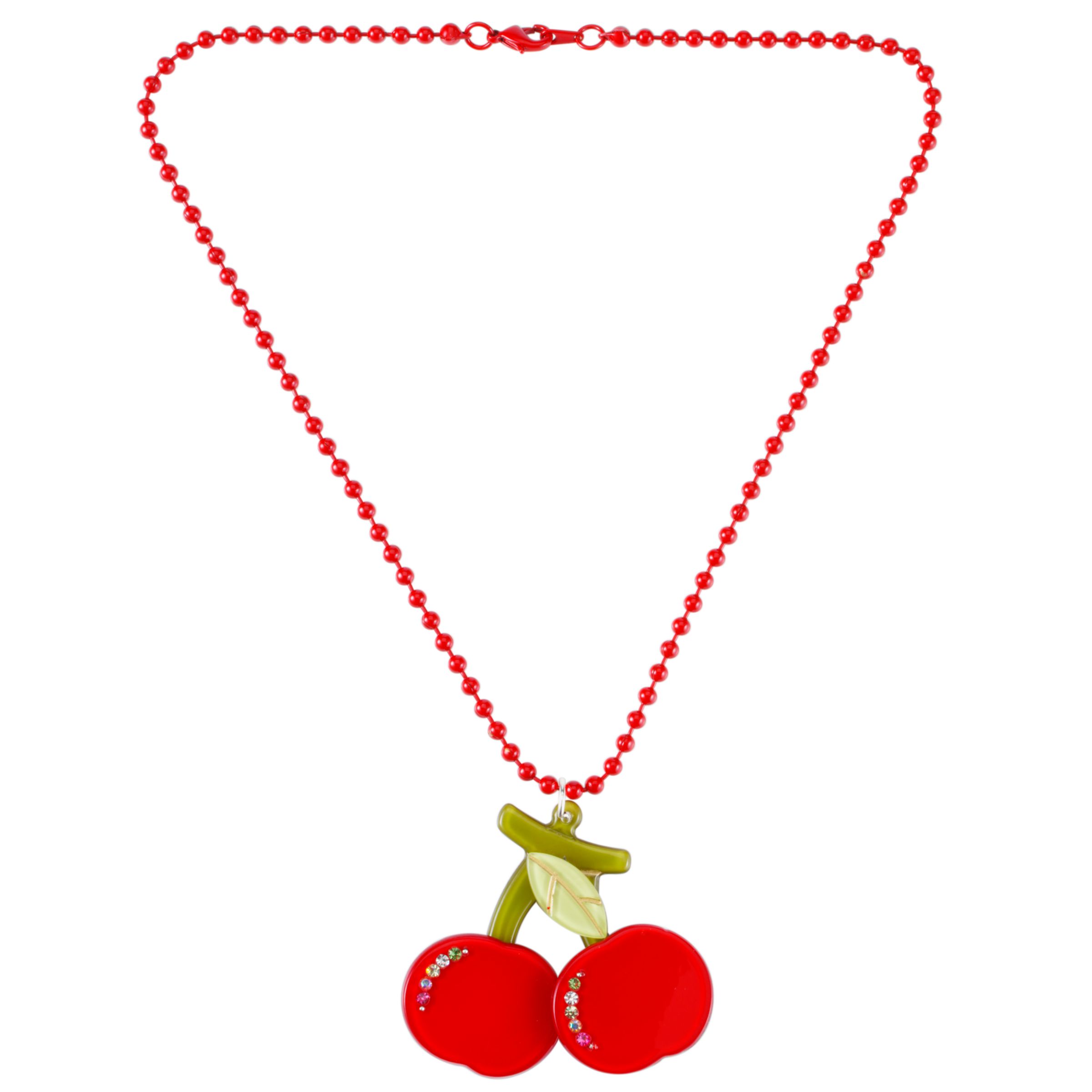 Big Baby Fruit Cherry Pendant Necklace, Red