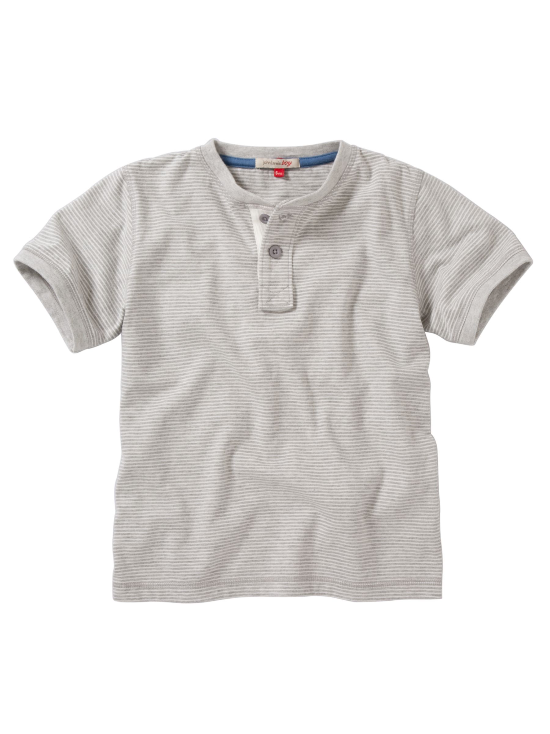John Lewis Boy Grandad T-Shirt, Grey marl