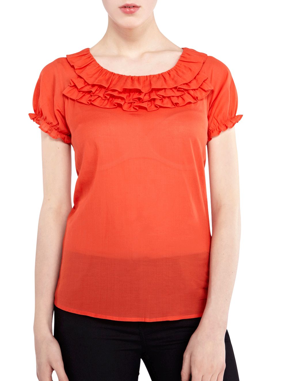 Frill Layer Blouse, Orange