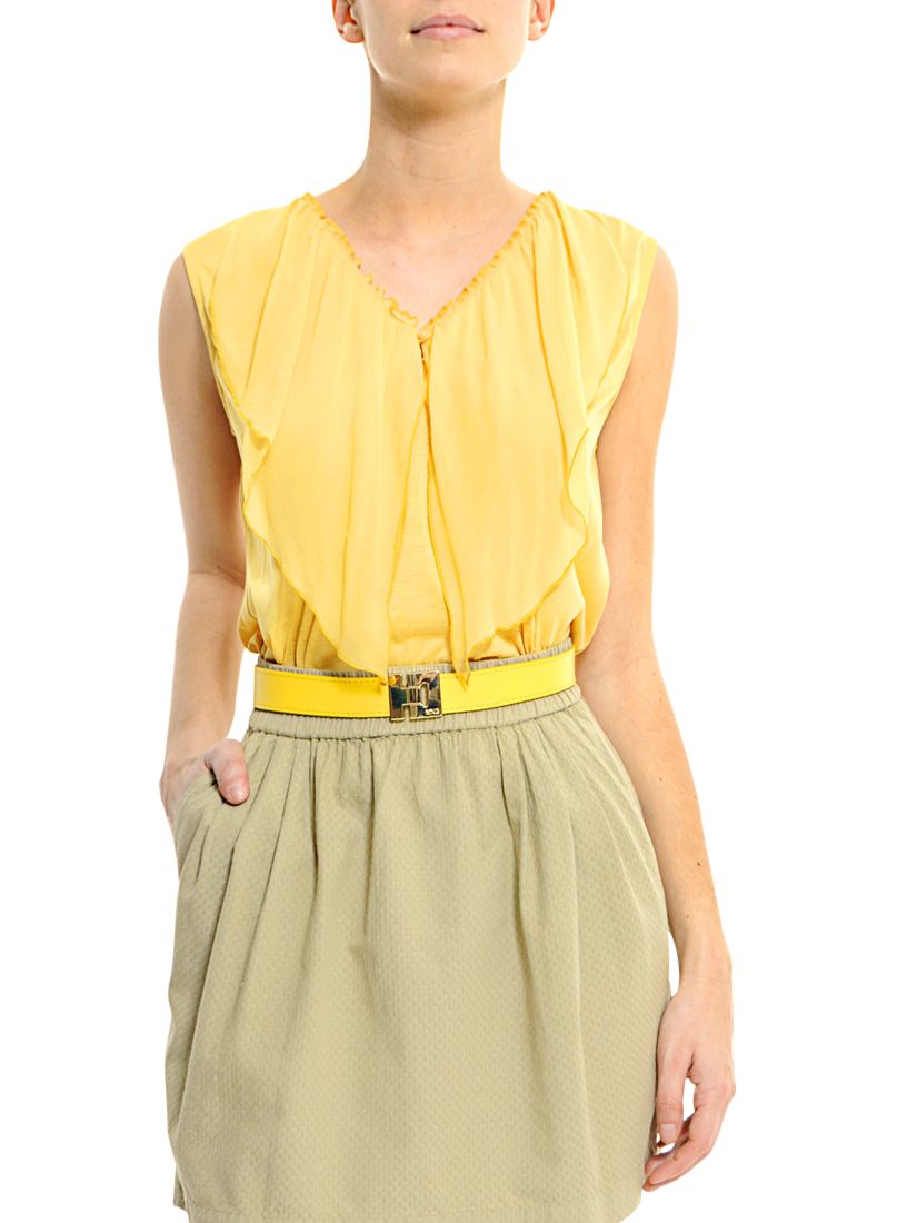 Lula Silk Ruffle Sleeveless Blouse, Yolk