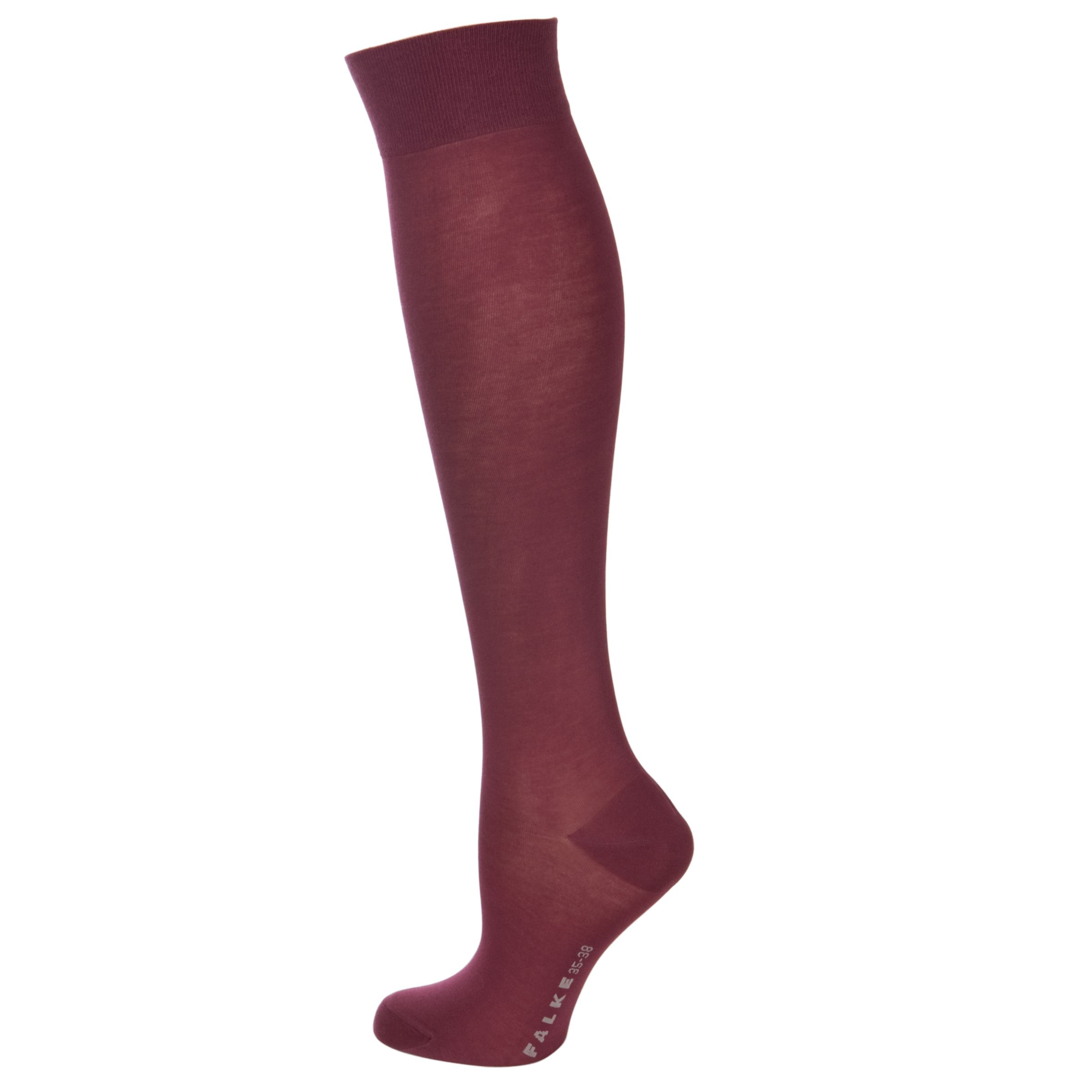 John Lewis Falke Cotton Touch Knee High Socks, Merlot