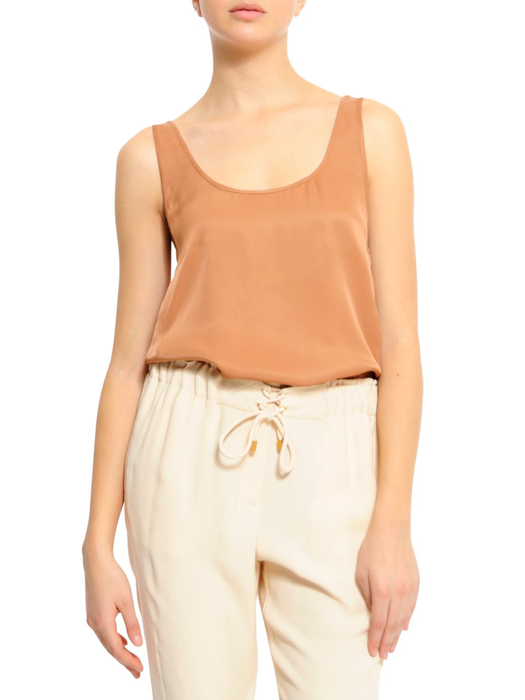 Loose Fit Sleeveless Blouse, Nude