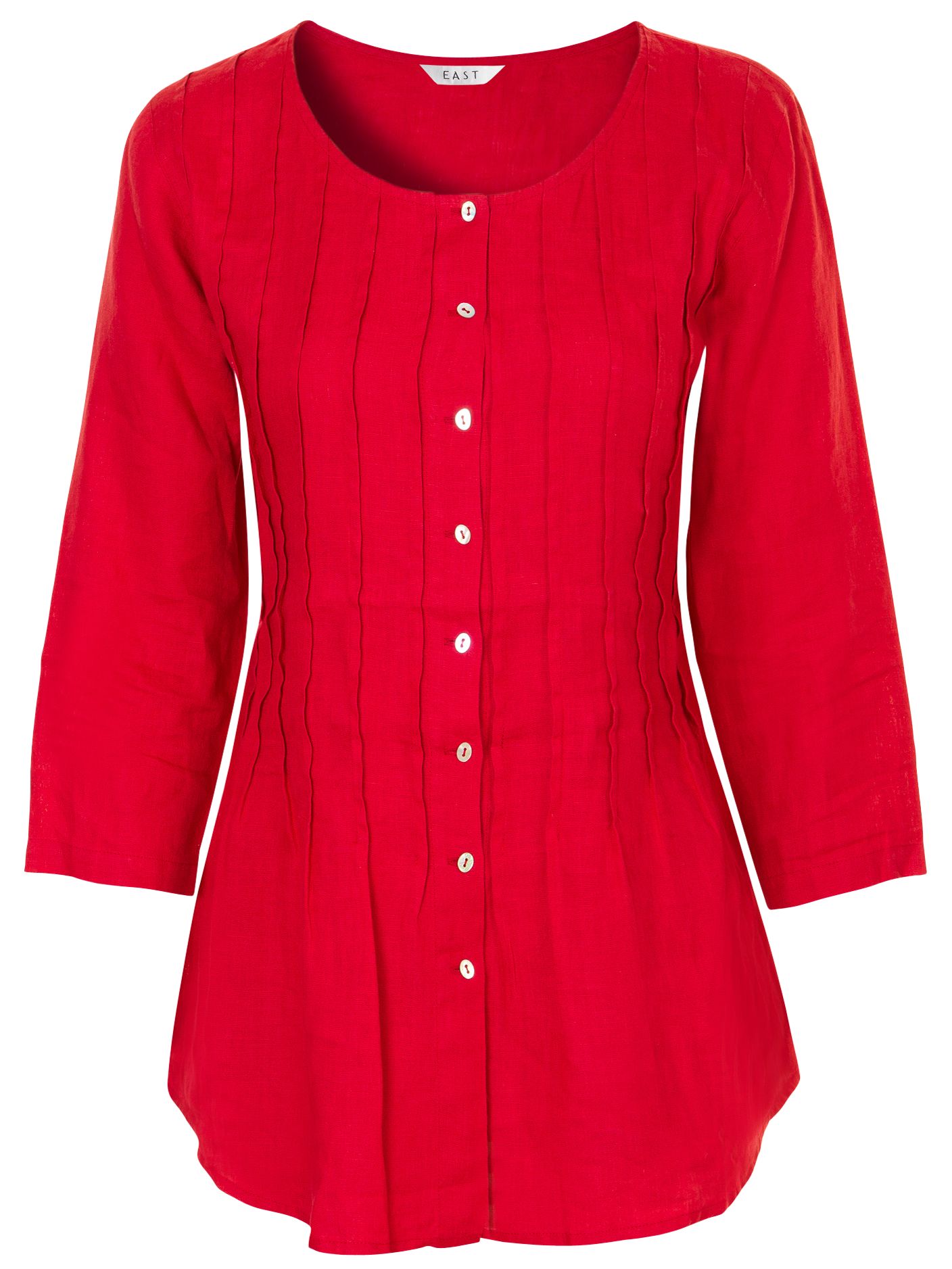 East Roma Linen Pintuck Blouse, Red