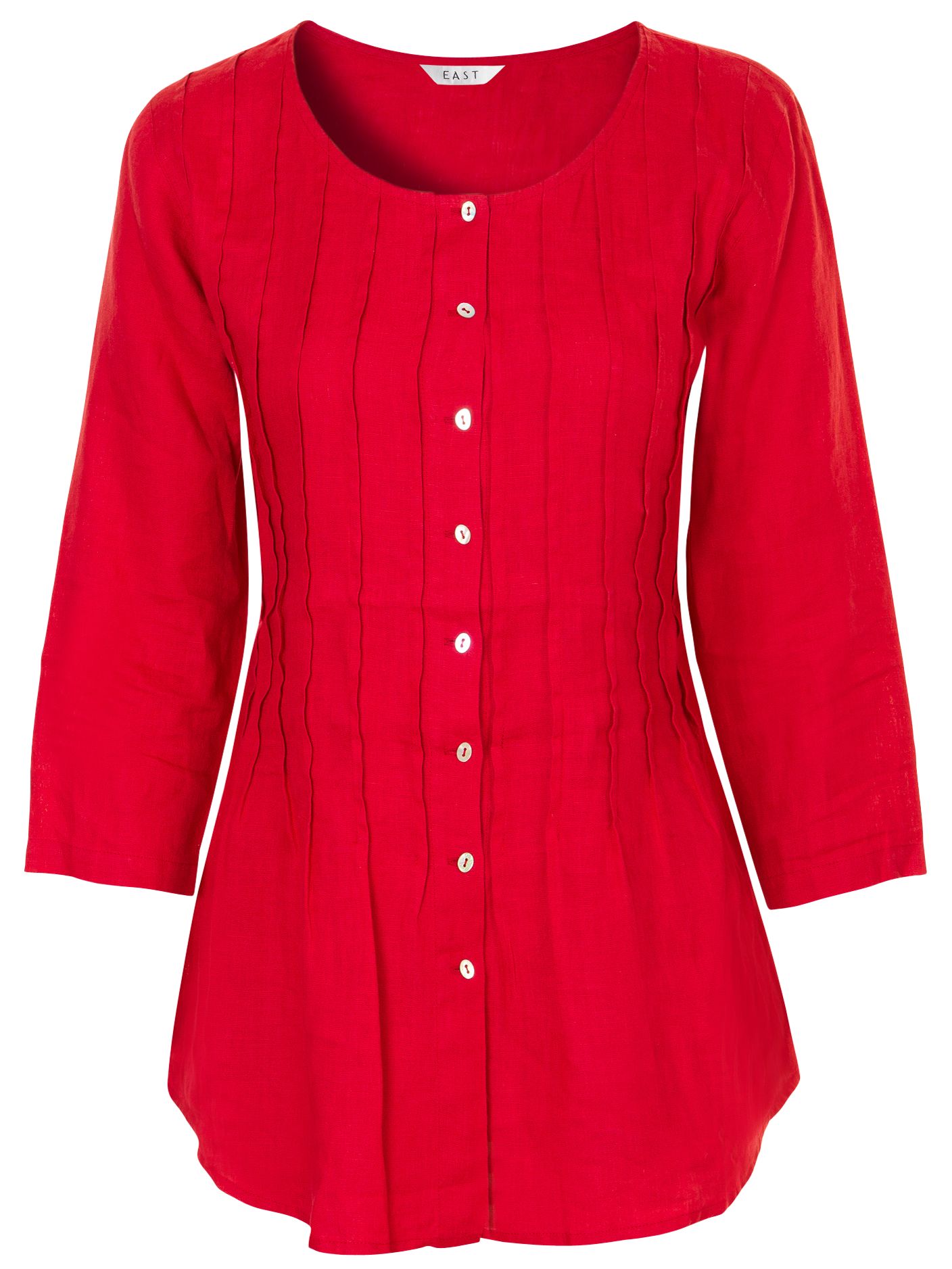 East Roma Linen Pintuck Blouse, Red